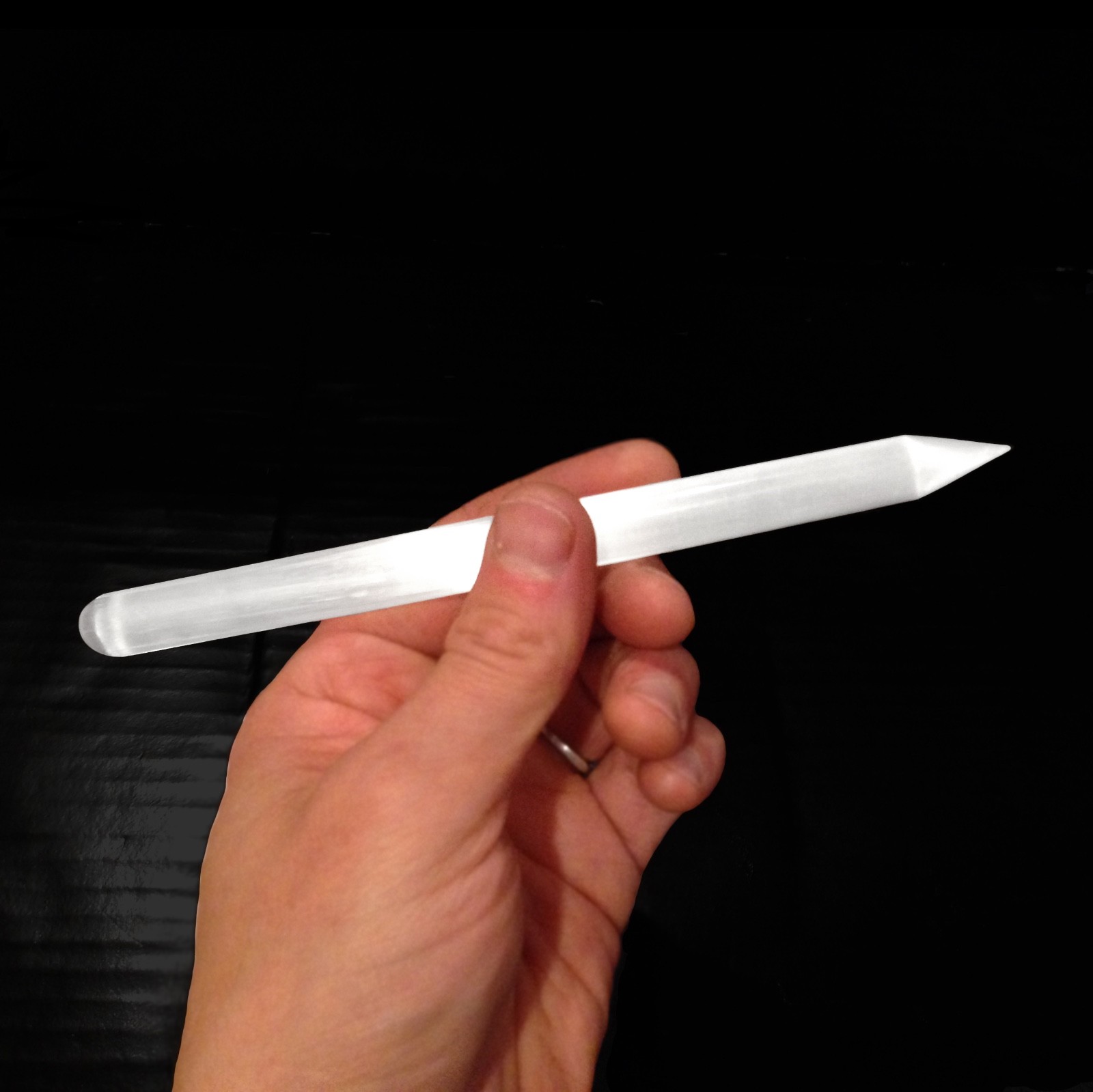 Selenite Crystal Massage Wand ” Polished Pencil Point Tip CHARGED Heal CLEANSE