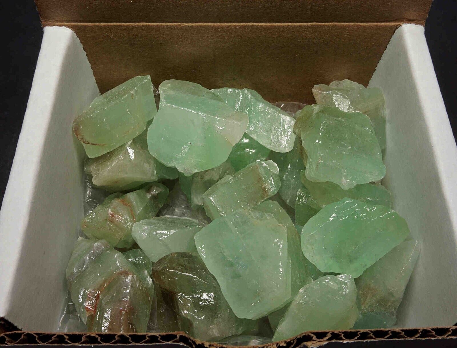 Green Calcite Box 1/2 Lb Bright Green Natural Crystal Chunks Mineral Specimens