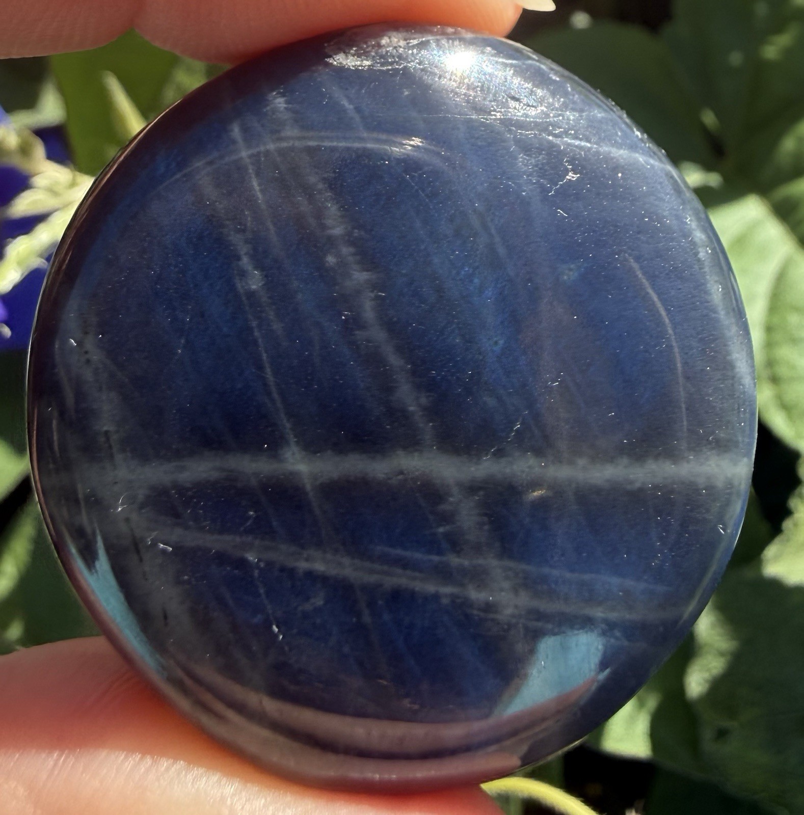 Labradorite Specimen. 1 5/8” Diameter x 7/16”. 1.4 ounce. Polished all sides.