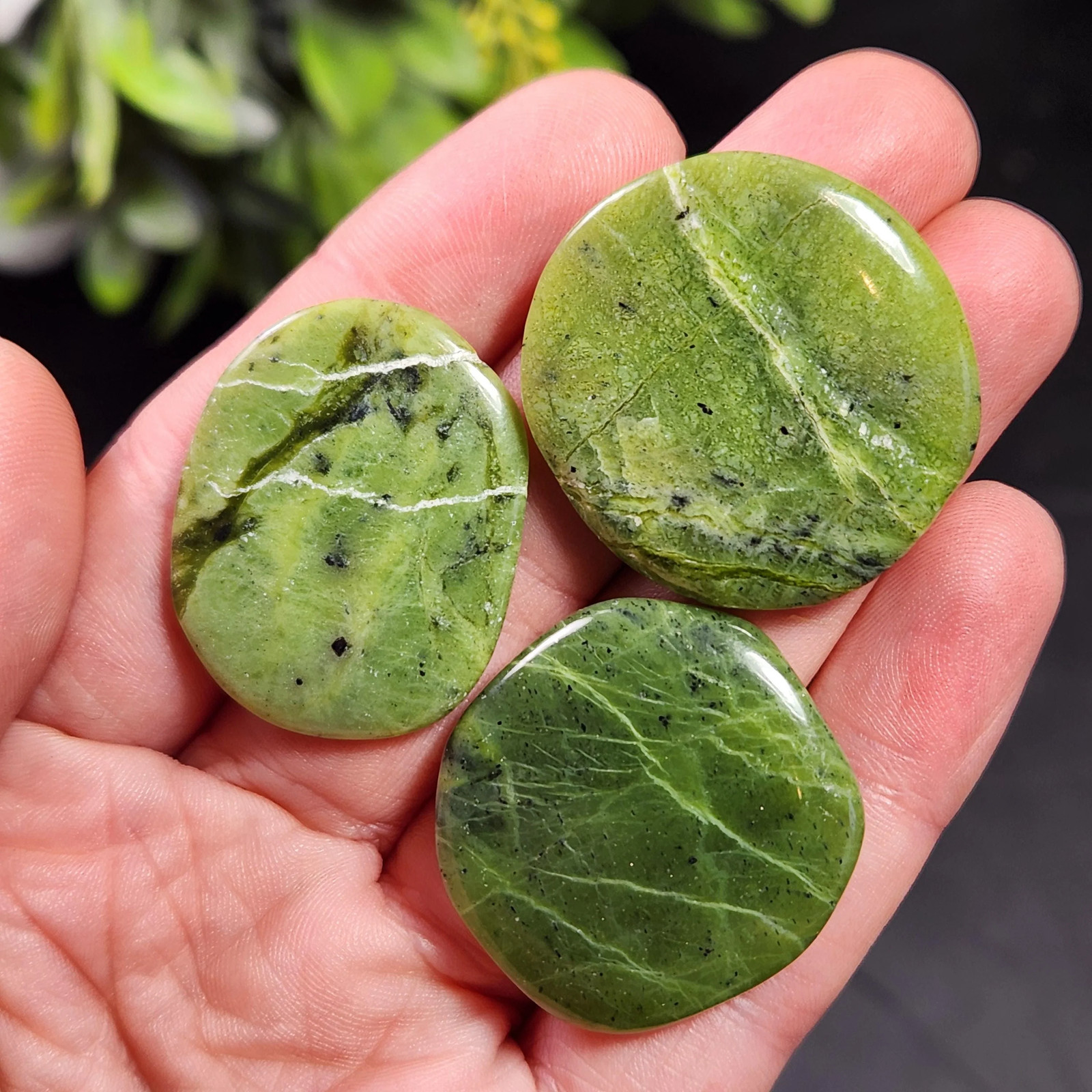 Canadian Green Jade Polished Palm Stone (1″+), Tumbled Jade Crystal Specimen