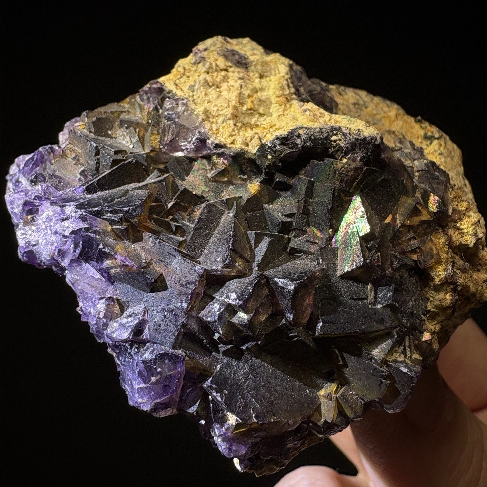 Natural Phantom Fluorite with Rainbow Iridescence Specimen Raw Mineral China A88