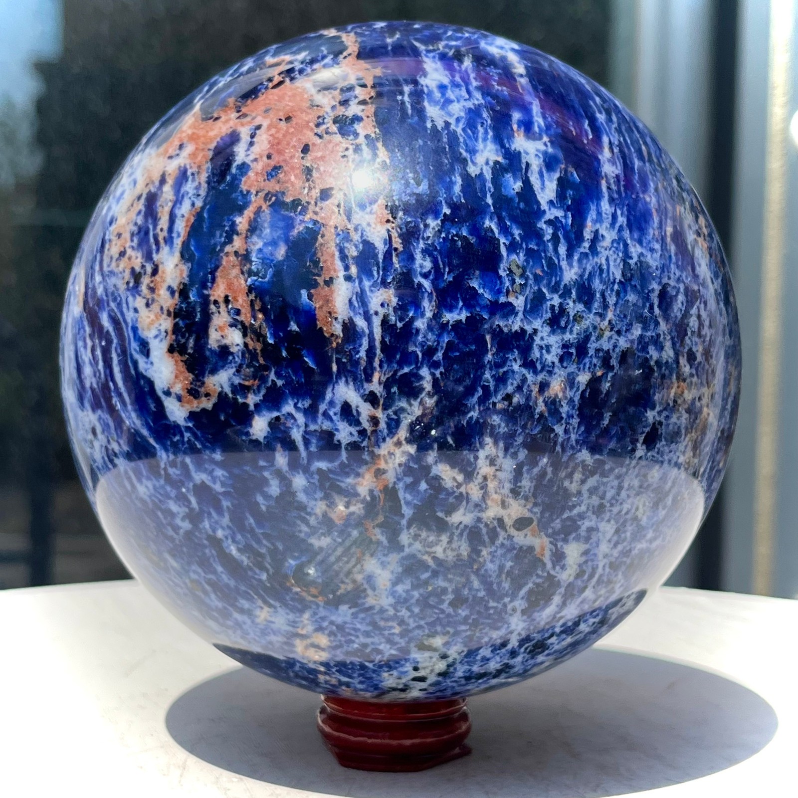 Natural Blue Sodalite Sphere Crystal Ball Healing Stone Reiki Chakra Gift 5.8 lb