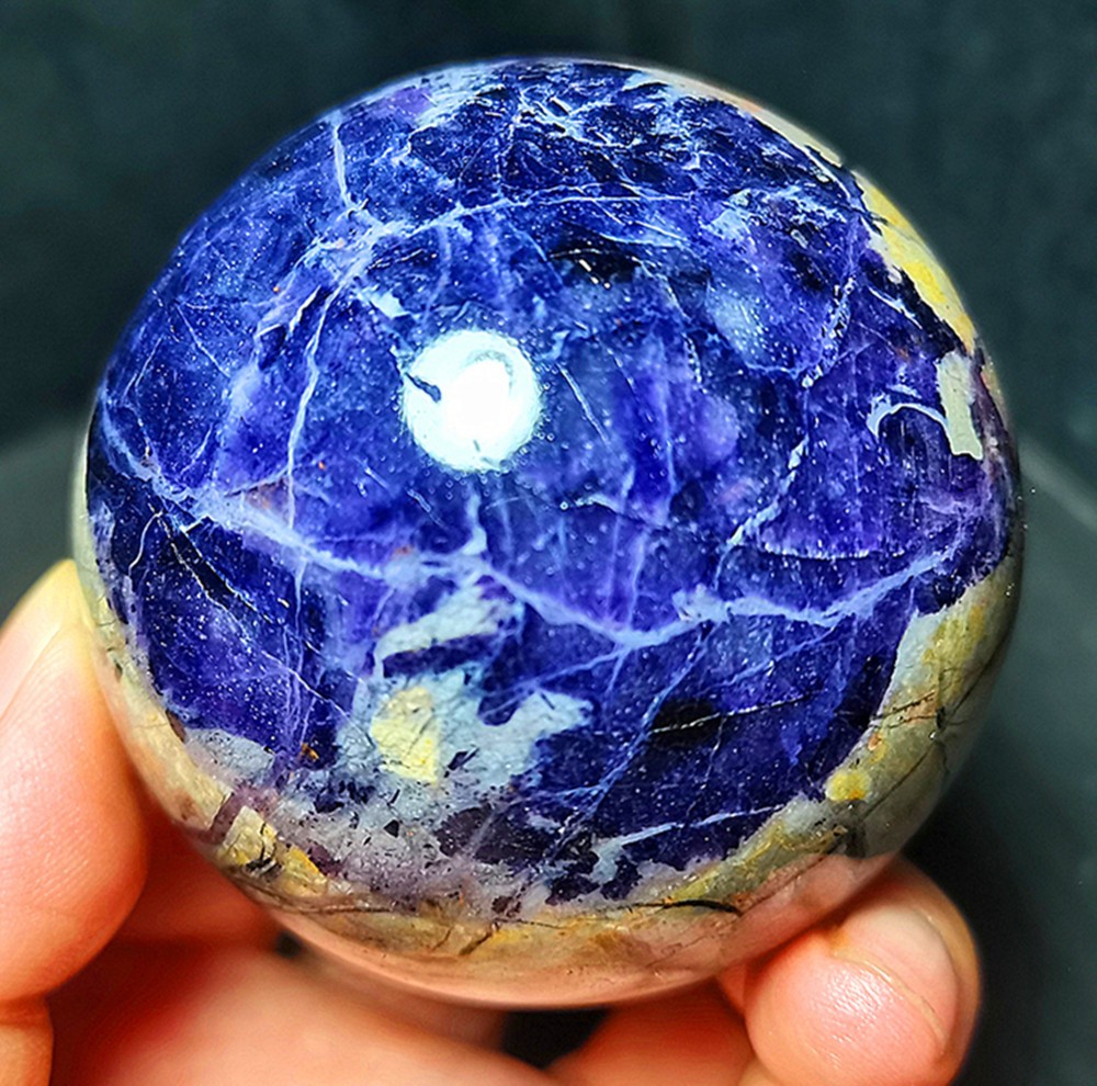 TOP 380.6g Natural Purple Lilac Snowflake Fluorite Quartz Crystal Sphere WD2259