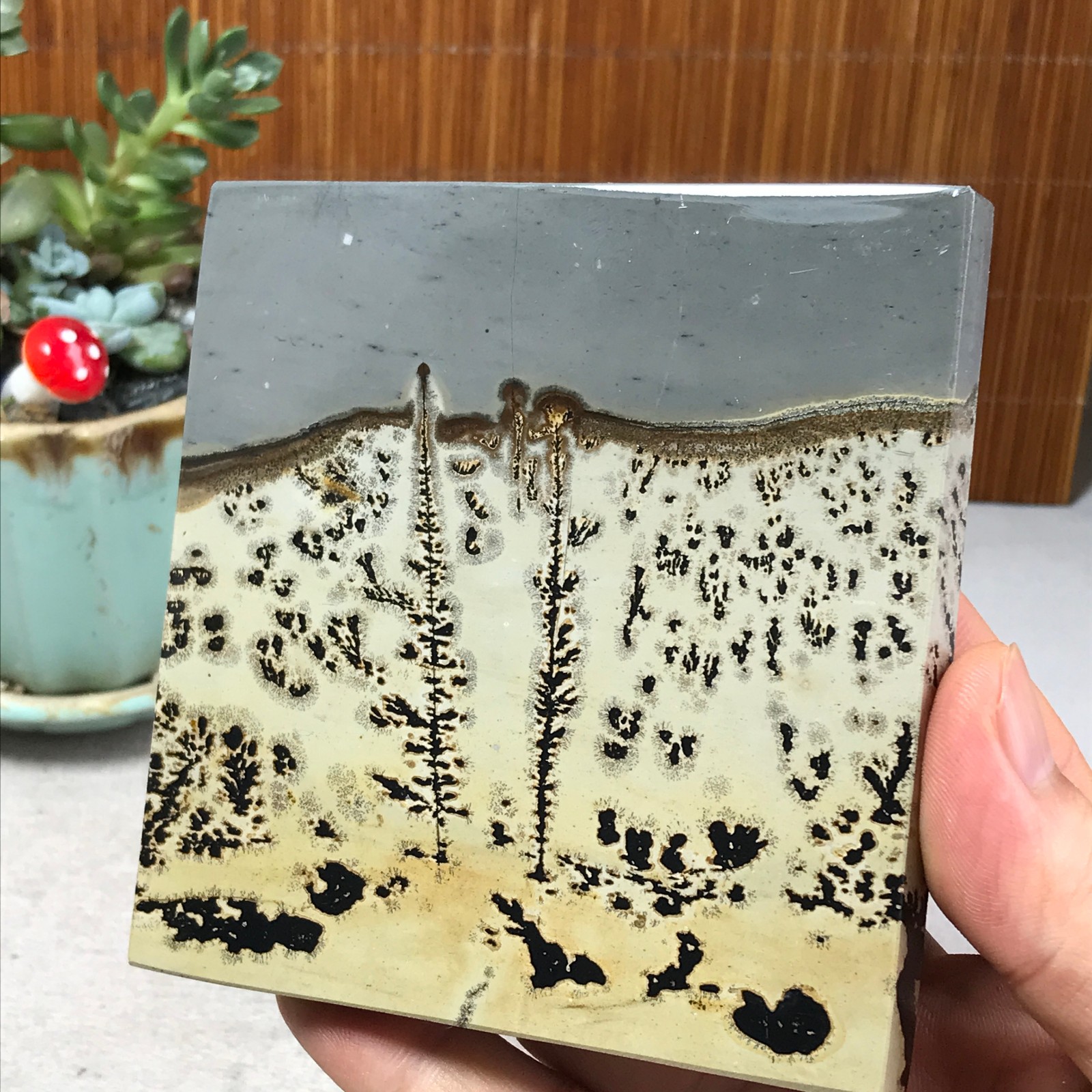 231g Natural Chinese painting stone crystal ornaments for home decoration A6865
