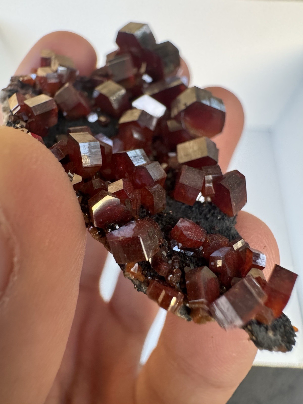 Vanadinite On Matrix, Mibladen, Morocco, Excellent Crystal Form
