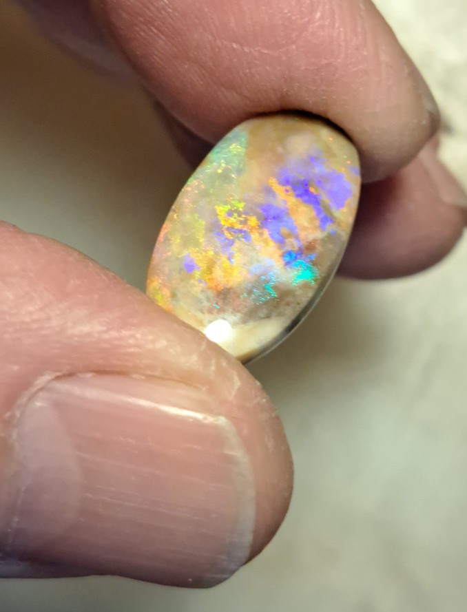 Large Multicolor Andamooka Hard Matrix Double Sided Carbonized Polished Colorful