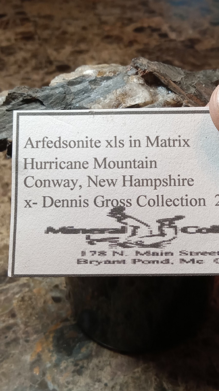 Arfvedsonite crystals in matrix mineral specimen from Hurricane Mountain NH