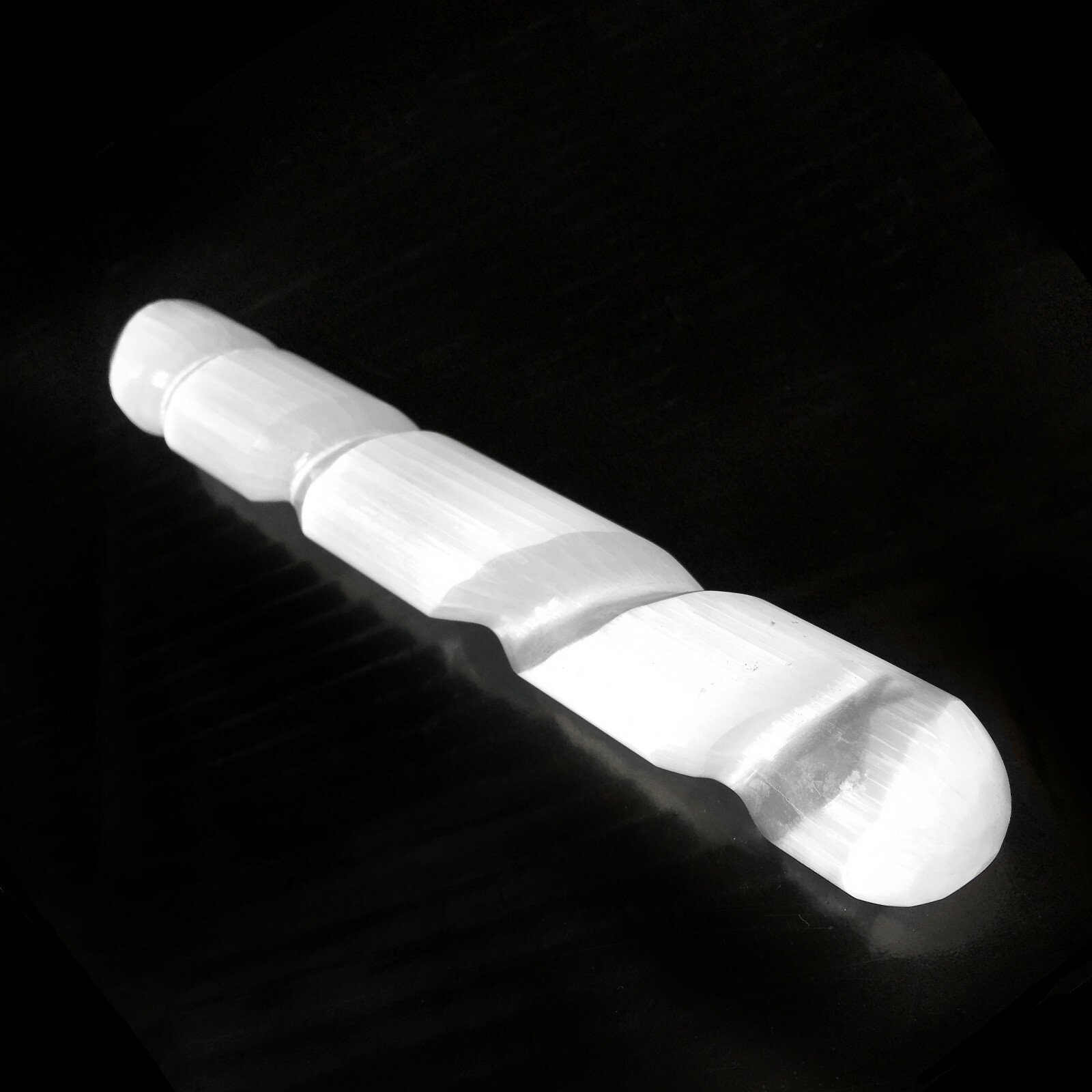 Selenite Crystal Massage Wand 8 ” Spiral Polished XL Round Point Tip Reiki Energ