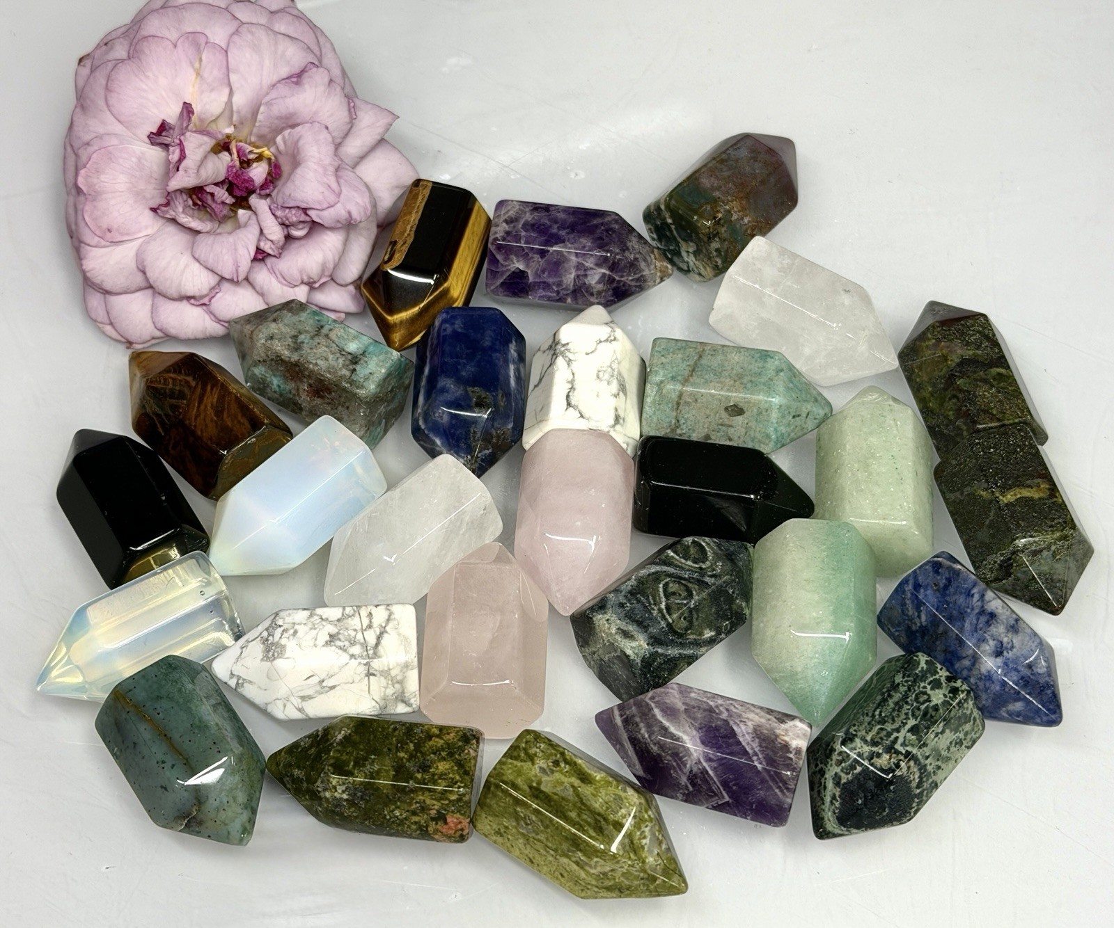 Wholesale Lot 28 Pcs Natural 1” Mix Crystals Mini Obelisk Tower Point