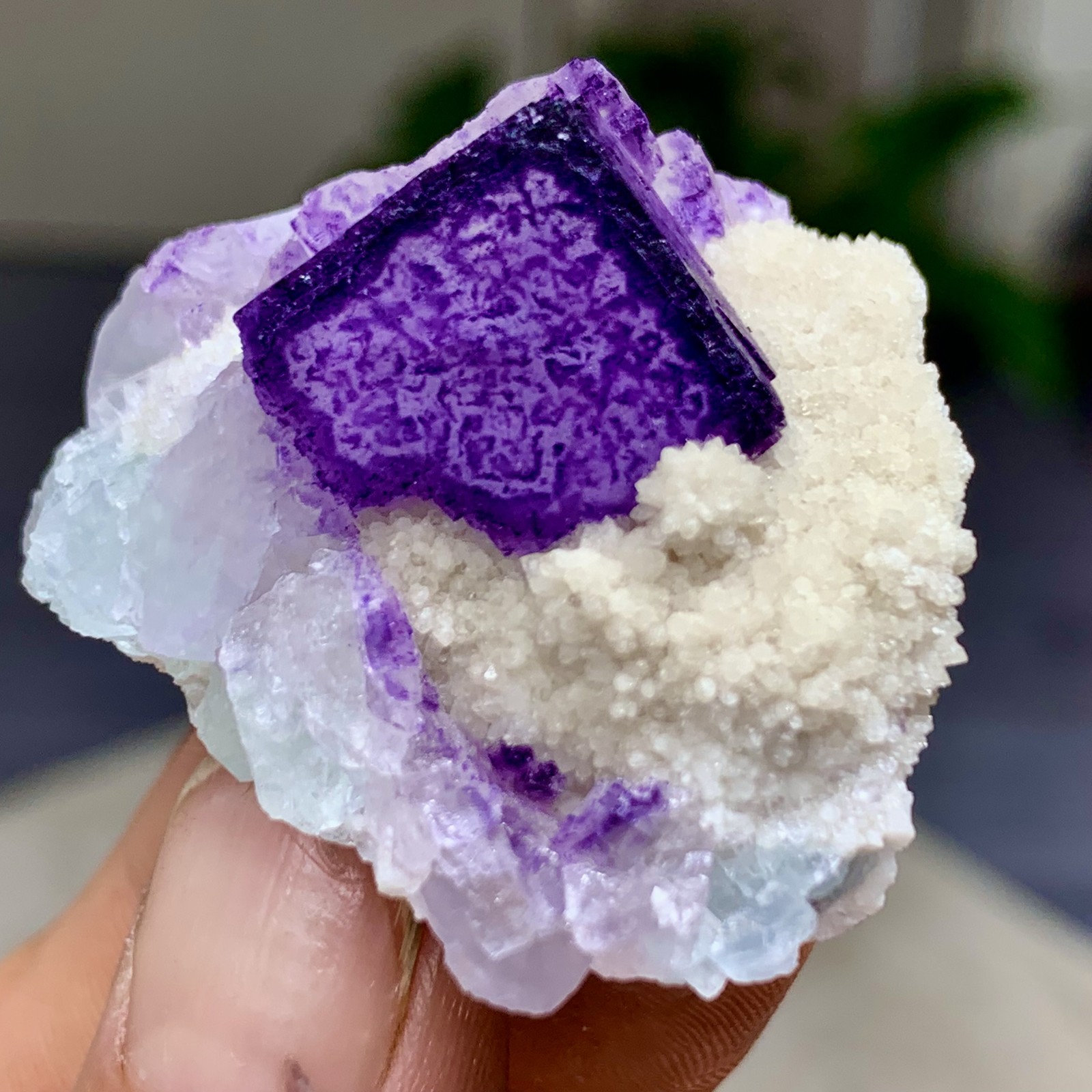 38G Natural Purple “QR Code”Fluorite Cluster Crystal Mineral Specimen/Guizhou