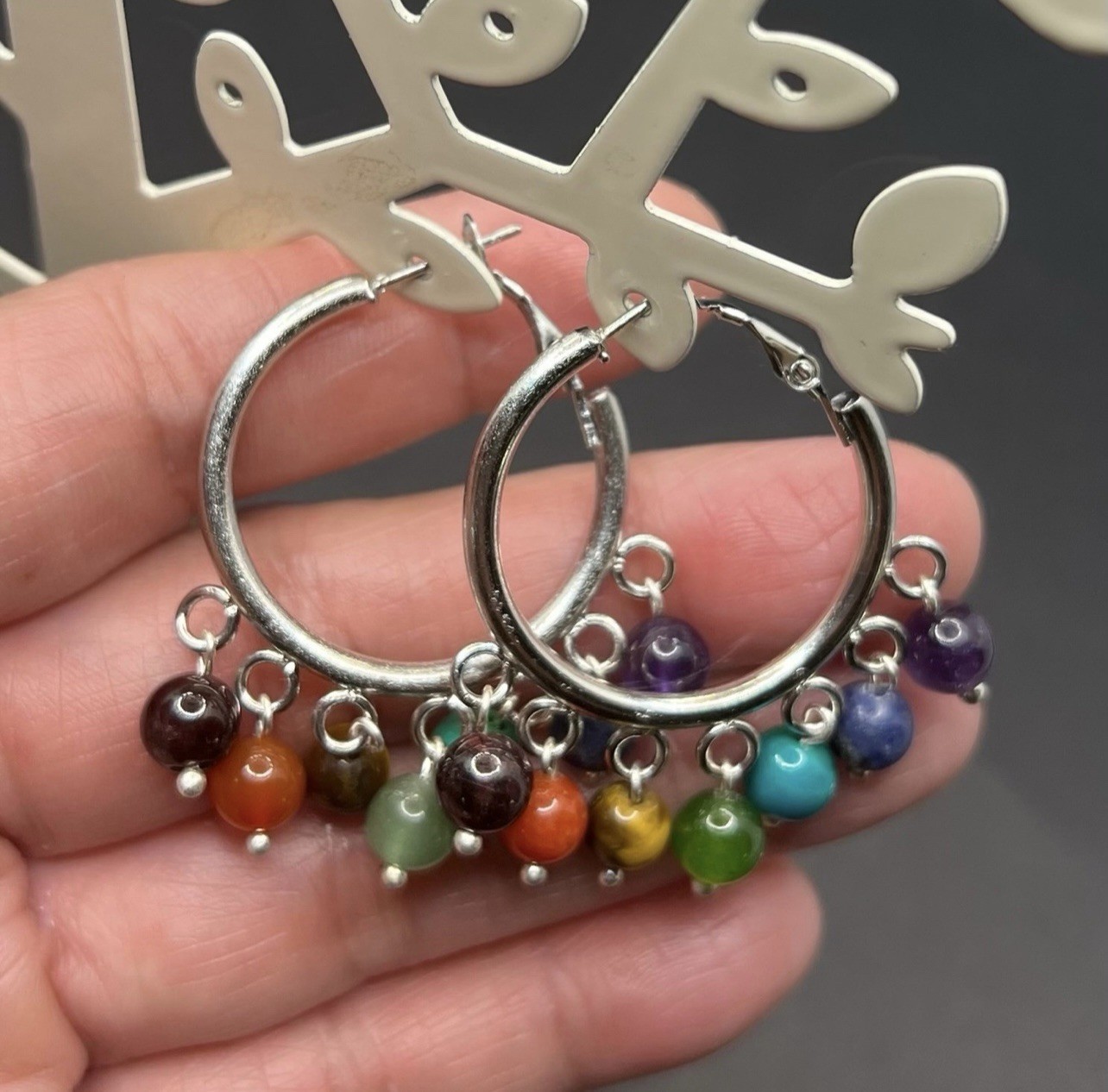 7 Chakra Genuine Stone Earrings