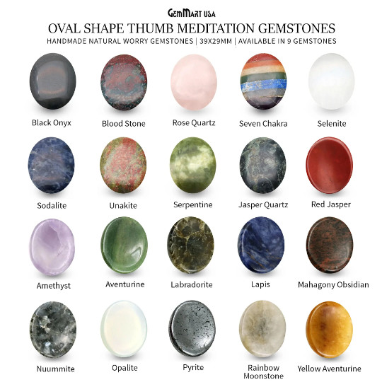Thumb Meditation Gemstone Oval Gemstones For Thumb Massager Stones Natural Worry
