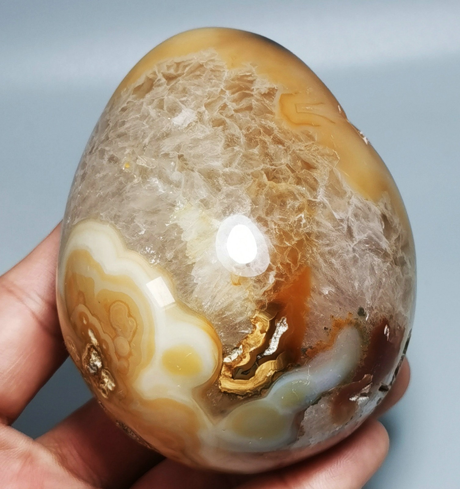 Natural BIG GEODE AGATE SPHERE EGG REIKI STONE HEALING
