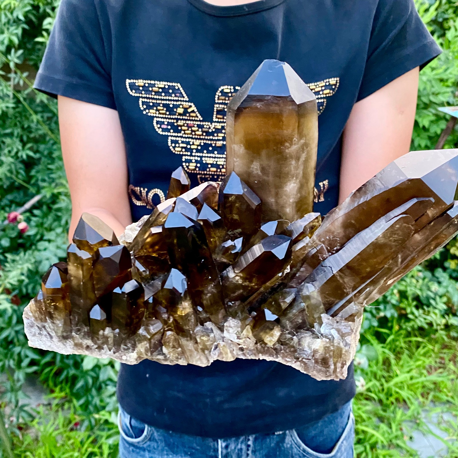 5.7LB Natural Tea black Crystal quartz Cluster Mineral Specimen Healing reiki