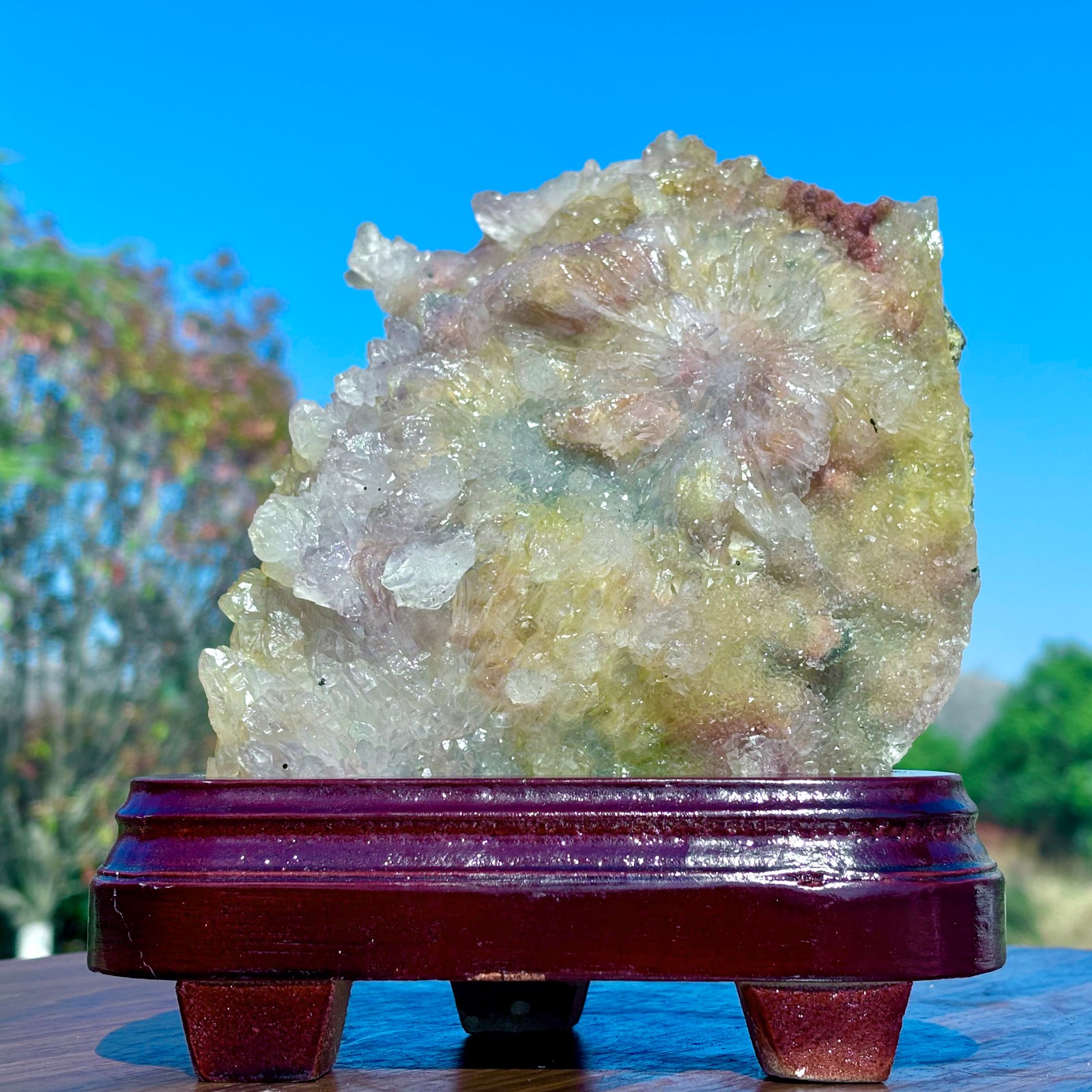 2.08LB Rare Natural Transparent Sunflower Fluorite Mineral Crystal Sample/China