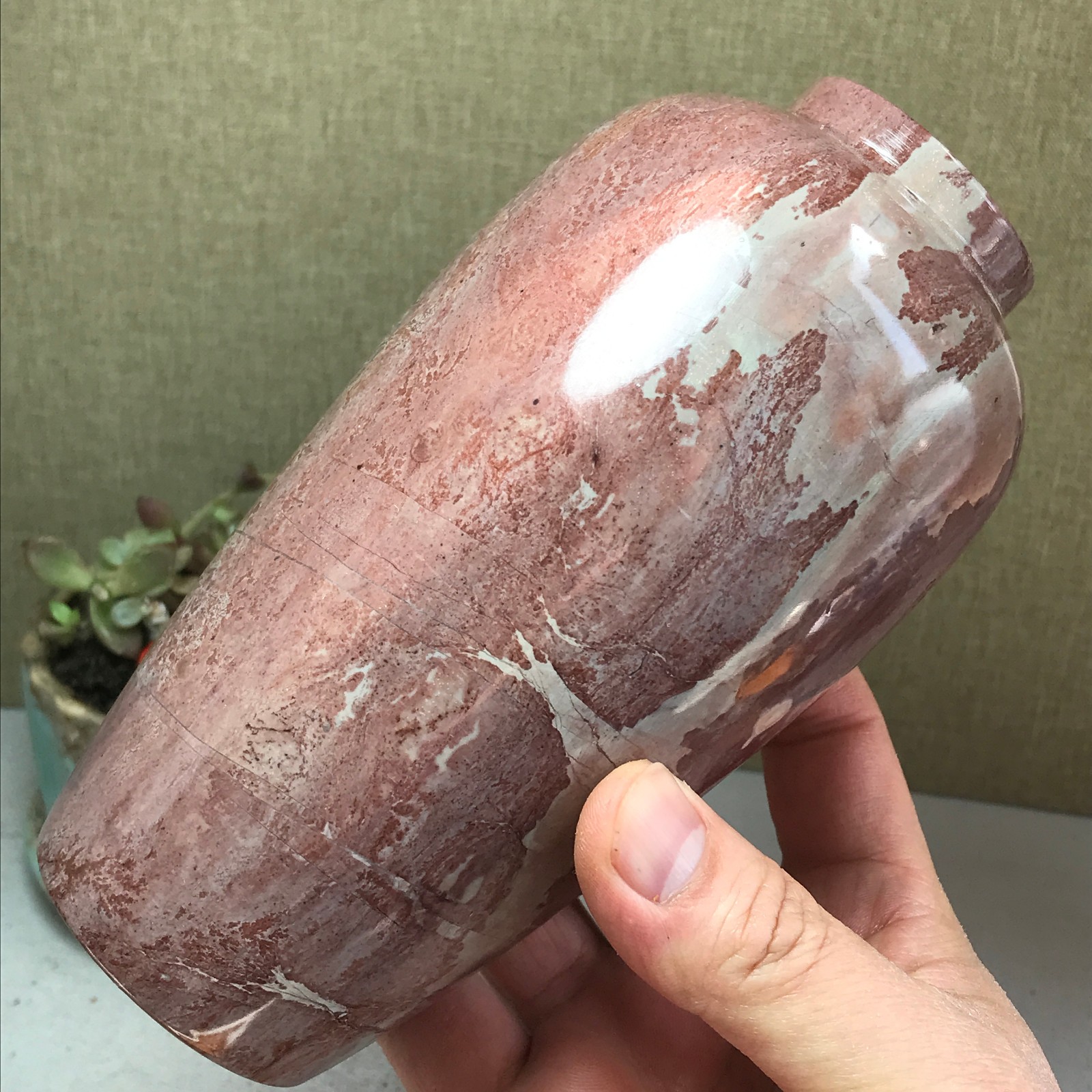 Natural Chinese painting vase stone crystal ornaments for home decoration A4164