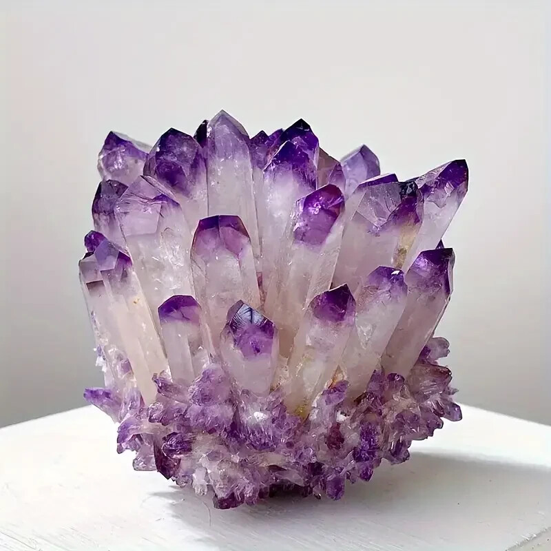 310g+ Raw Light Purple Phantom Amethyst Cluster Crystal Geode Specimens Ornament