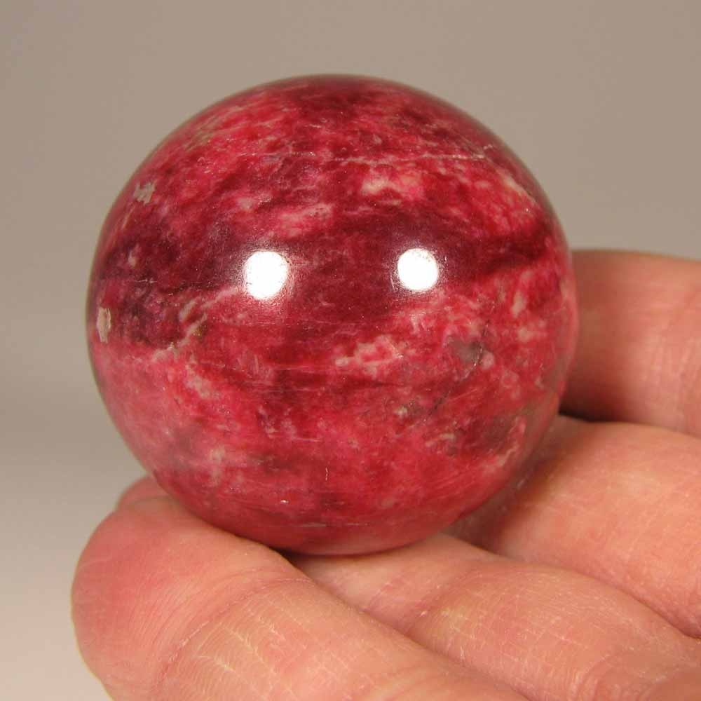 40mm Rare Pink THULITE Gemstone Sphere Ball w/ Stand – Trondheim, Norway
