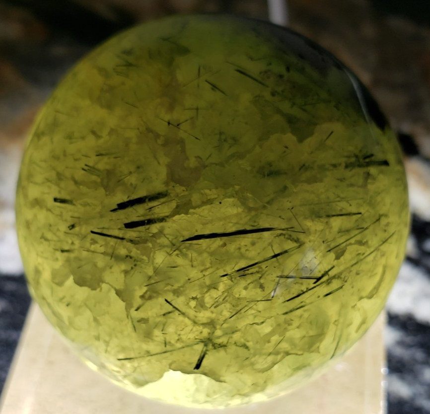 2.1″ Prehnite Epidote Green Tourmaline Crystal Sphere Orb Ball, 236g or 8.3 oz