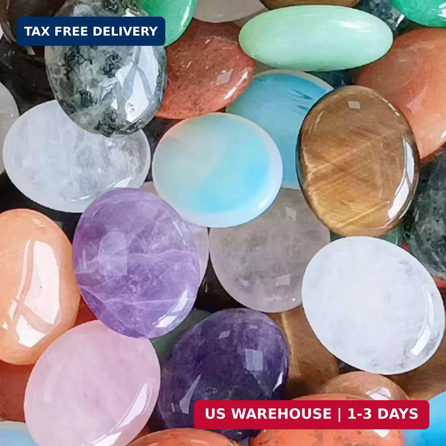LAIDANLA 10PCS Healing Crystals Palm Stone Set Oval Crystal Amethyst Rose Quartz