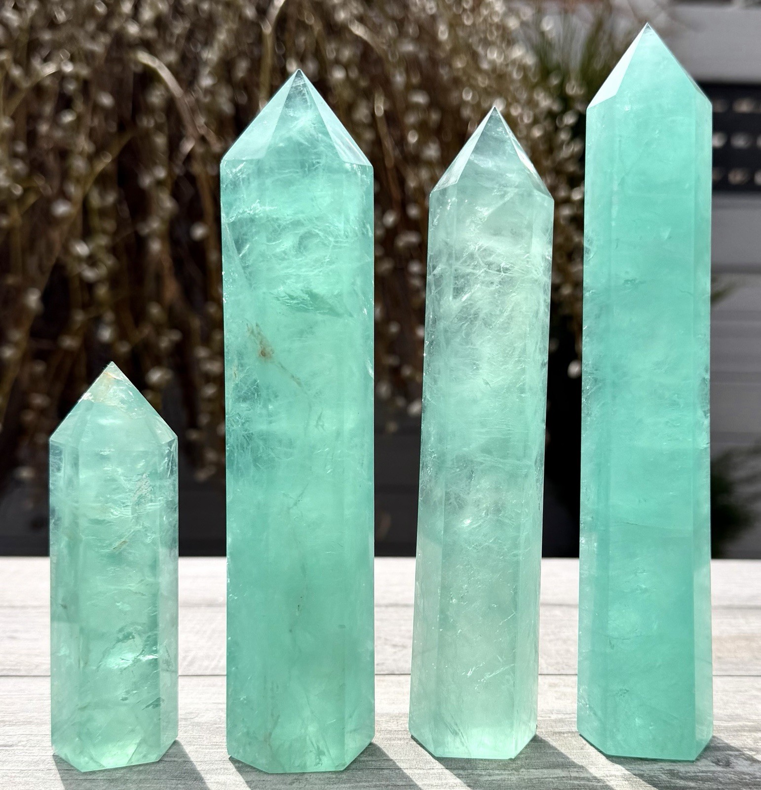 Wholesale 3-4 PCs Mint Green Fluorite Tower Obelisk Point Natural Crystal Energy