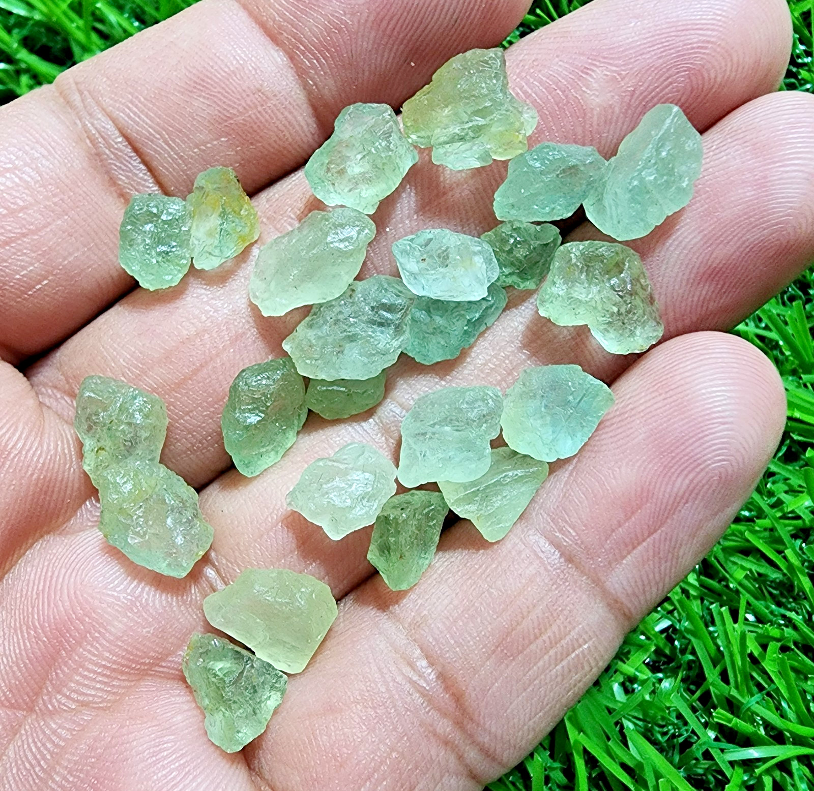23 Pcs Genuine Aquamarine Rough Lot 7-12MM Crystals Jewelry Making Gemstones