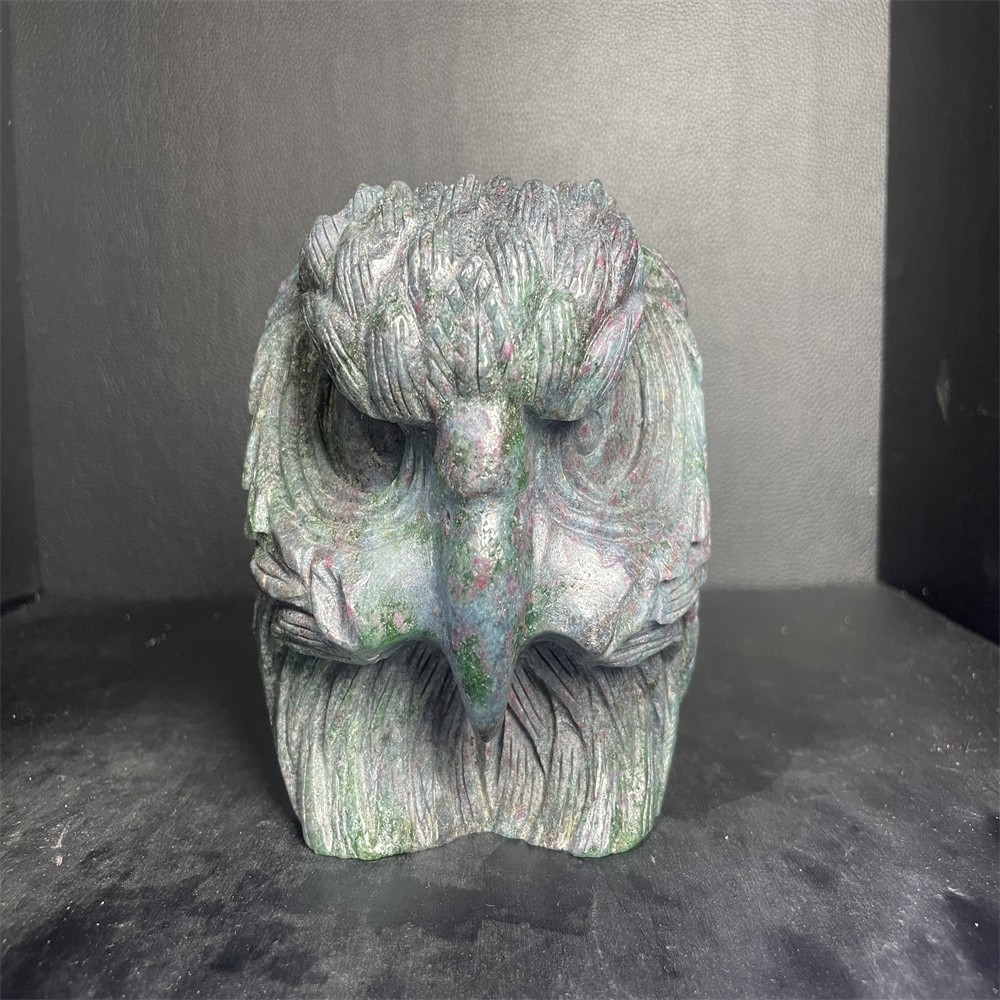 2.3LB 4.4”Ruby in Zoisite Eagle ‘s Head Crystal Quartz Carving Gift