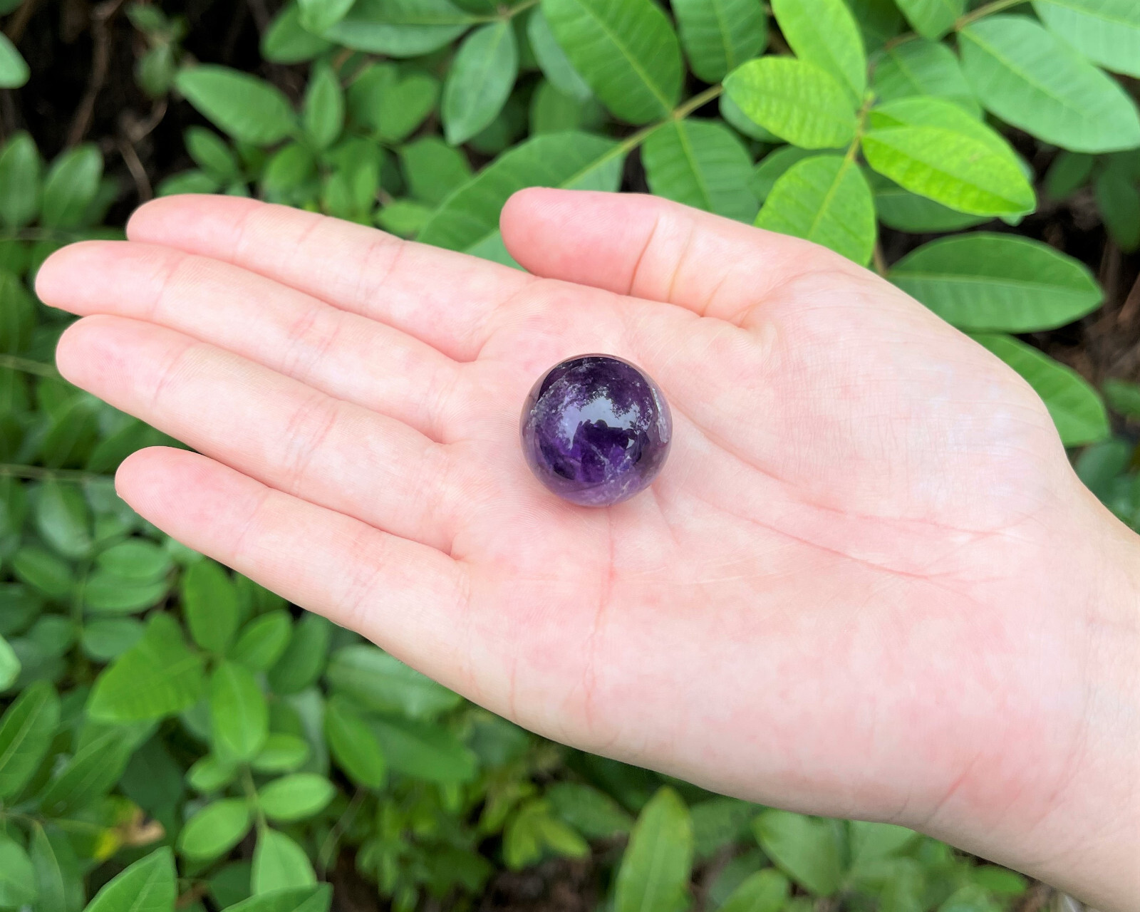 Mini Amethyst Crystal Sphere + Stand, 0.75 – 1″ (AAA Quality Amethyst Sphere)