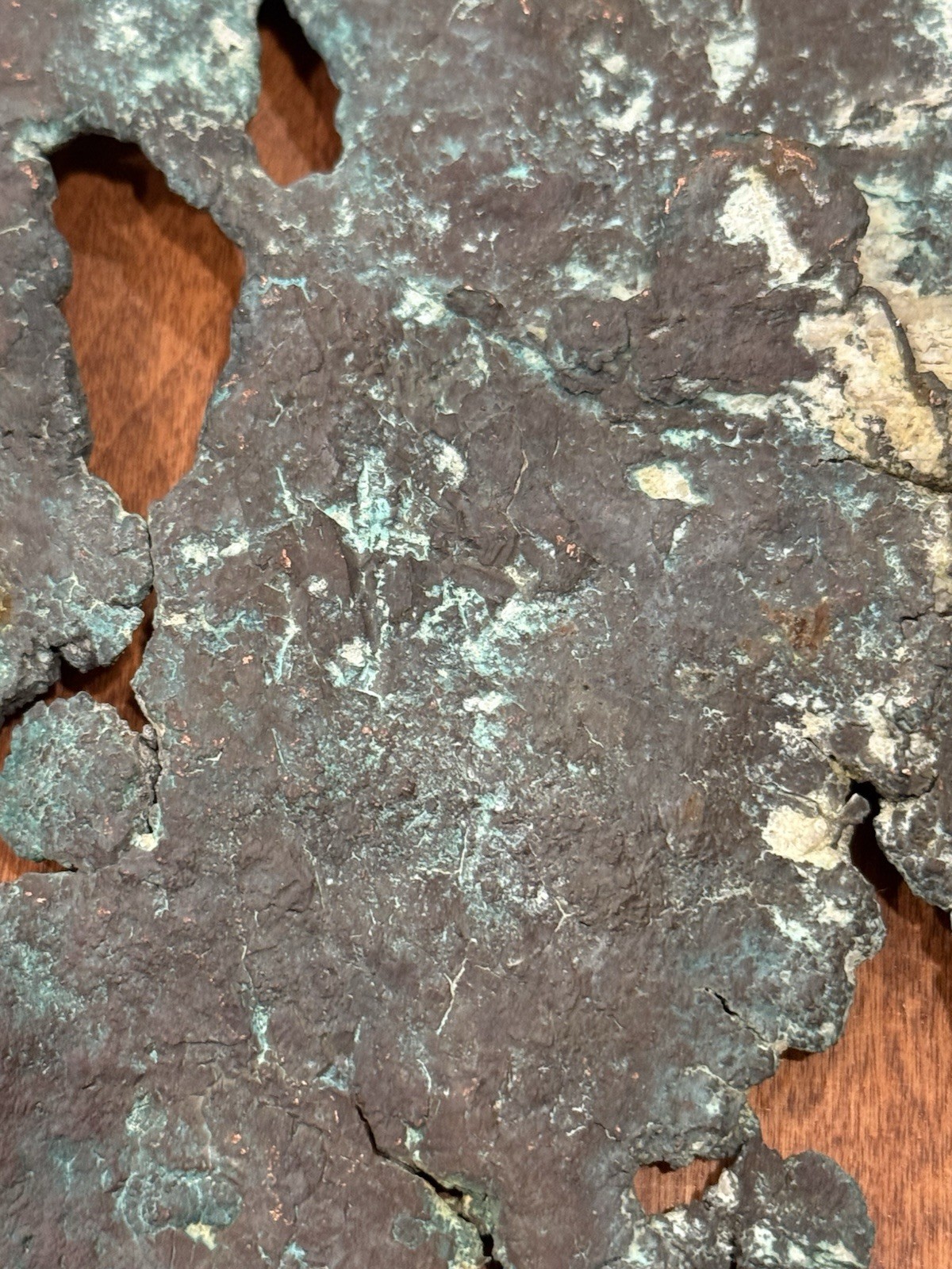 15 Oz. Float Copper Specimen- 8 3/4” X 5 3/4” – Lots Of Character, Great Display