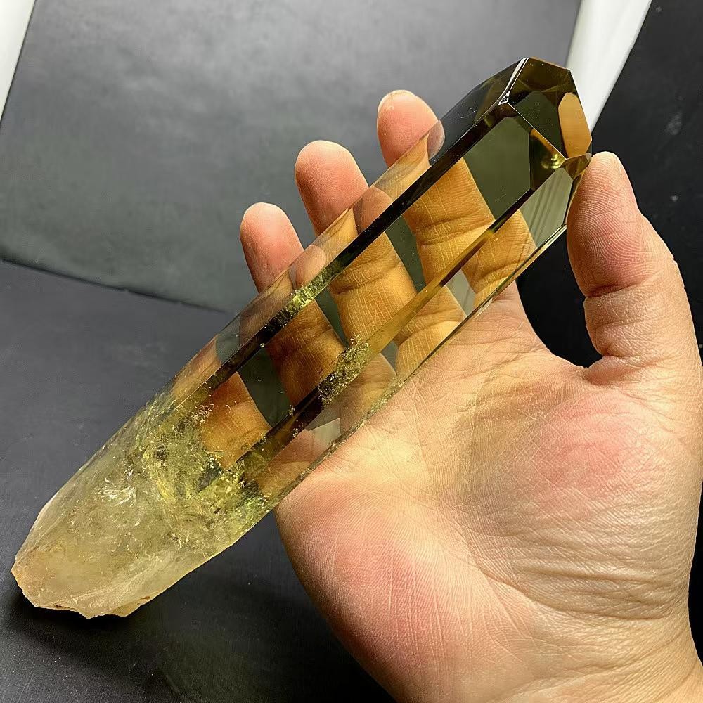 1.57LB Natural Citrine Quartz Obelisk Energy Crystal Tower Point Reiki+Stand
