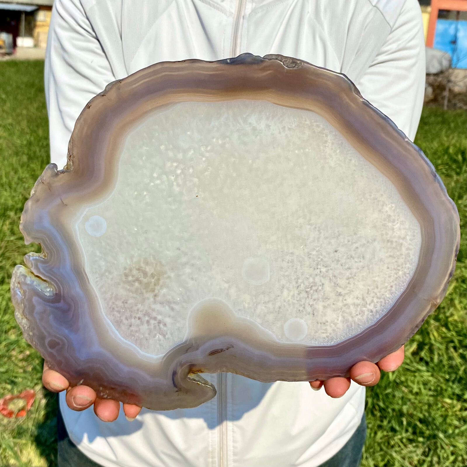 2.93LB Natural Agate Slice Quartz Crystal Hand-cut Slab Ore Specimen Healing