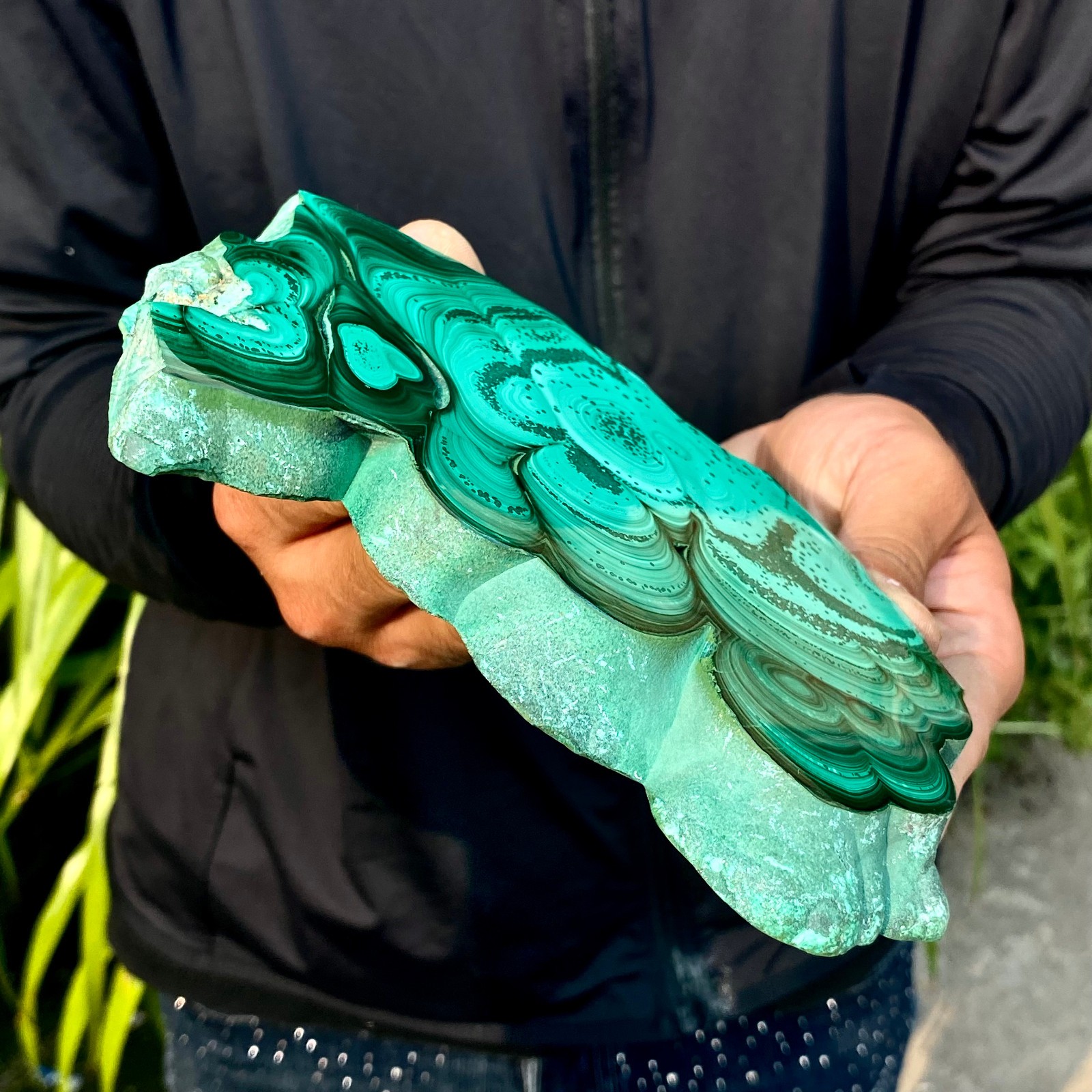 1.58LB Natural Green Malachite Slab Quartz Crystal Slice Ore Specimen Healing