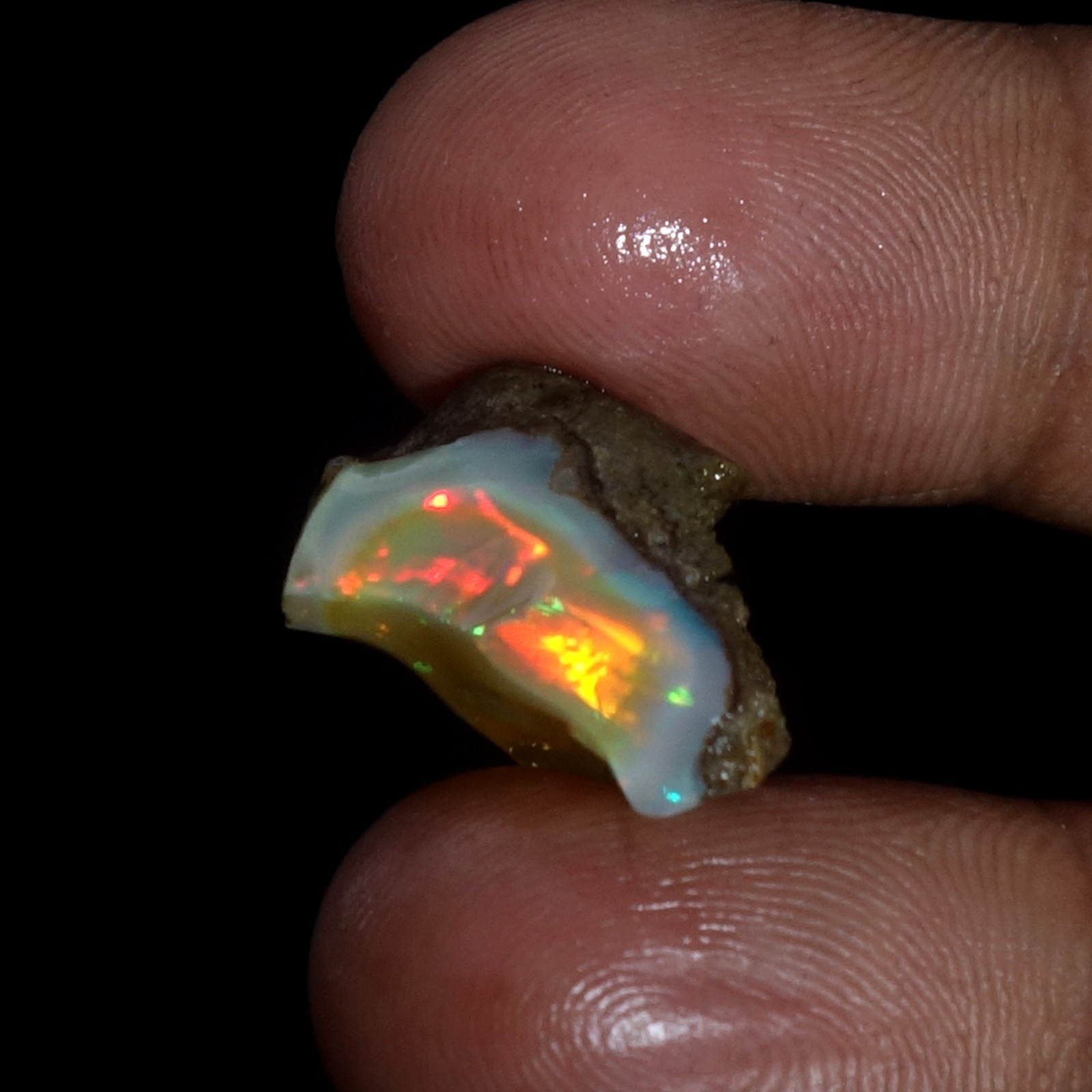 AA+ Ethiopian Oli Opal Rough Entreated Welo Opal Multi Fire Color Flash 10.50Cts