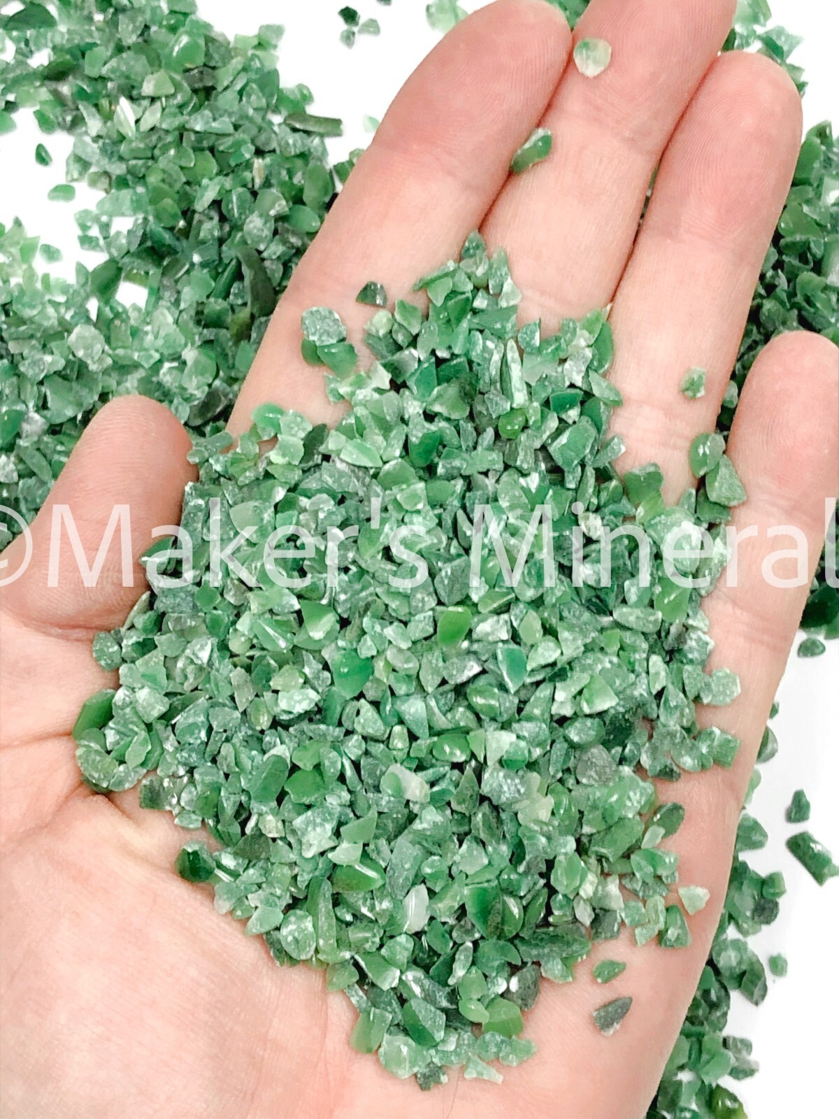Crushed Stone, Green Buddstone Chips, 2mm-4mm, Inlay, Terrazzo, Orgone, Resin