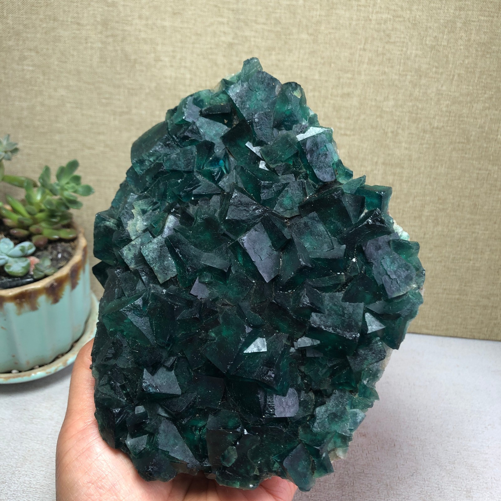 1.34kg NATURAL Green Cubic FLUORITE Crystal Cluster Mineral Specimen A4722