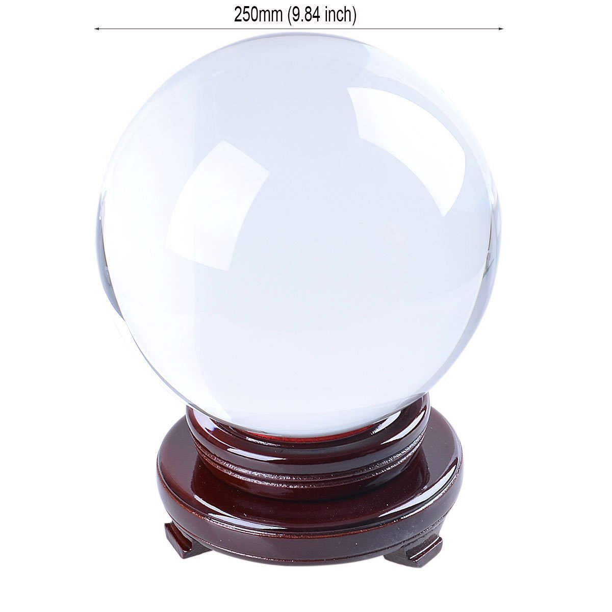 LONGWIN 250MM Clear Crystal Ball 10Inch Glass Sphere Photo Prop Free Stand