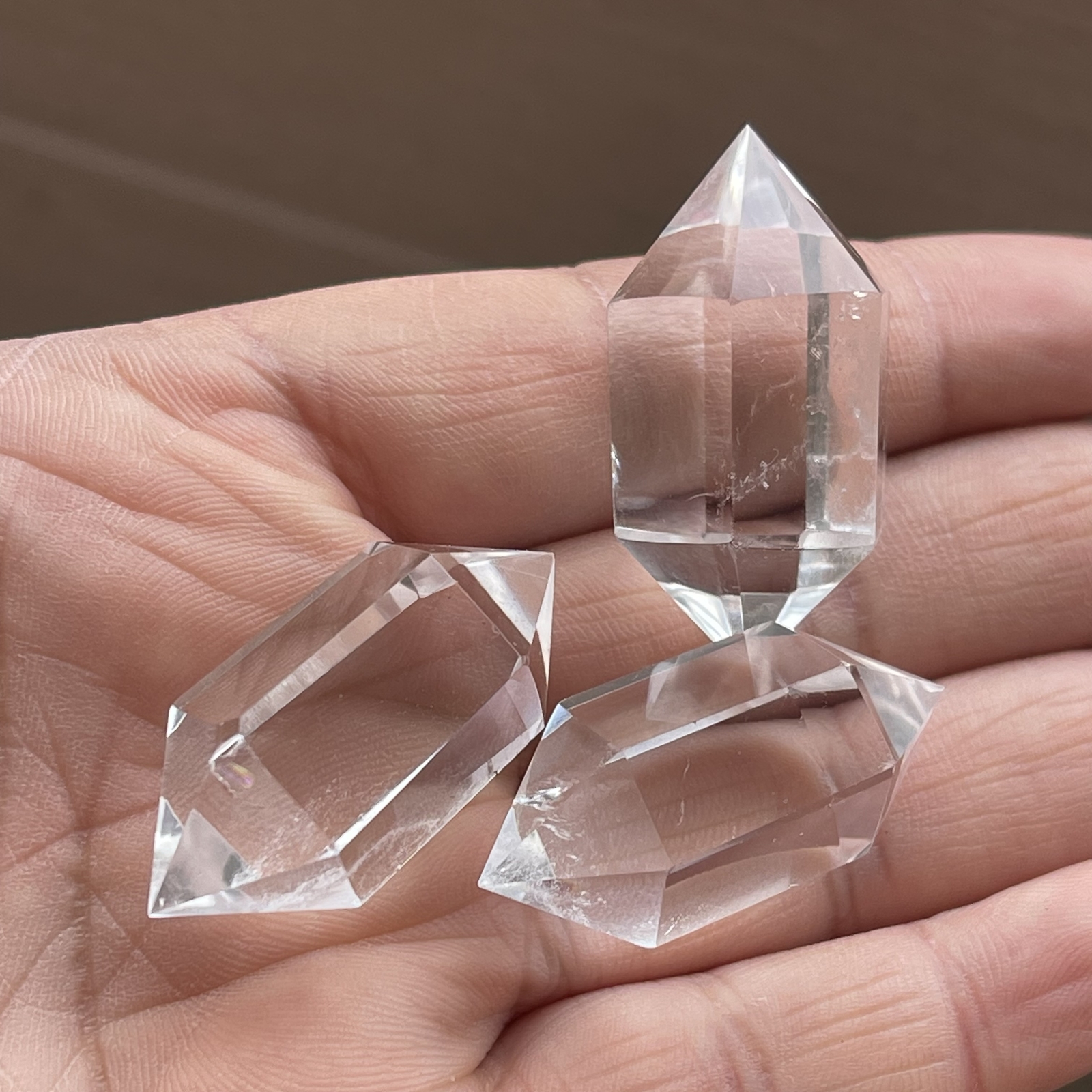 10pcs Natural clear quartz obelisk crystal double wand point healing 30-45mm