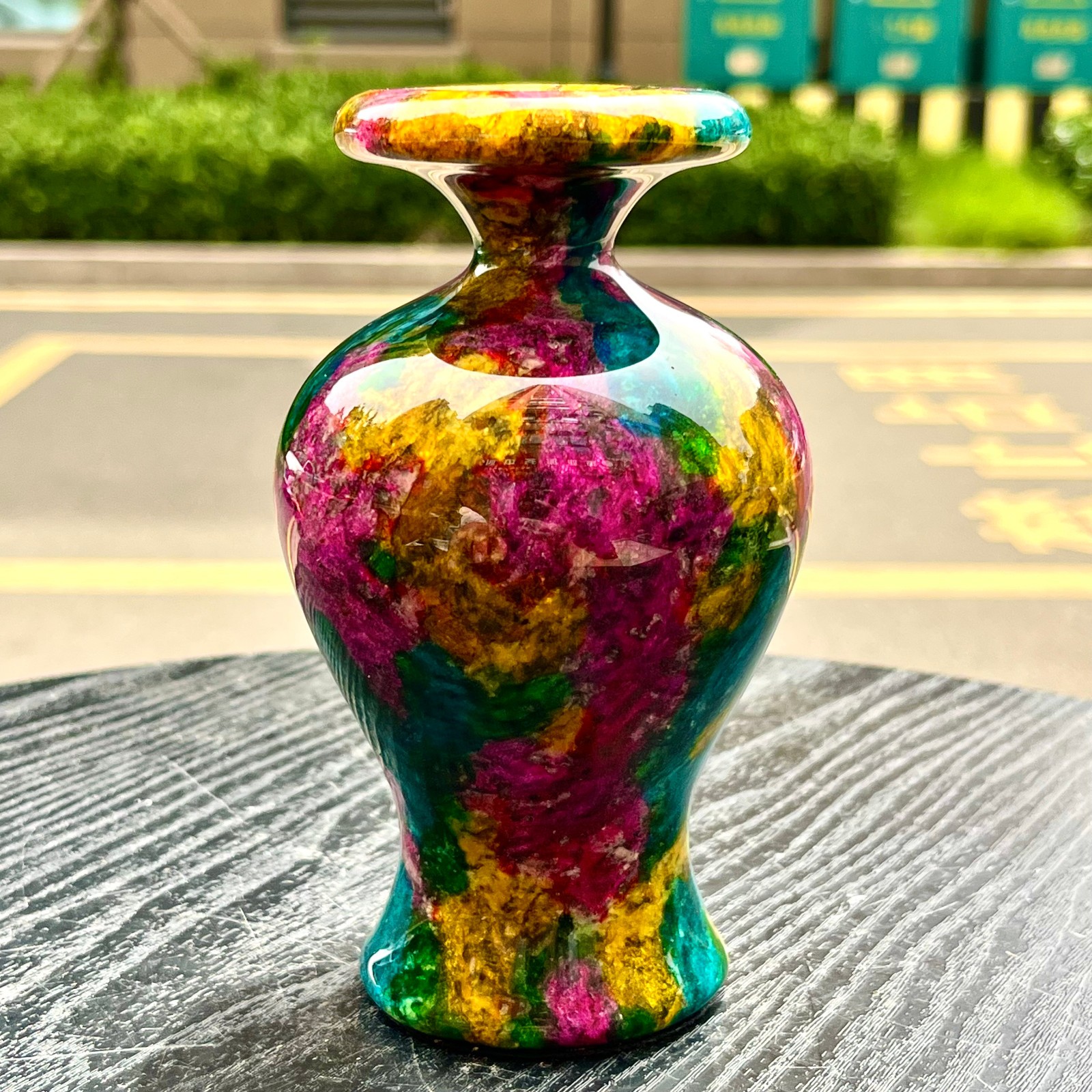 1.94LB Natural “Seven Colors Jade” vase specimen -Taiwan China