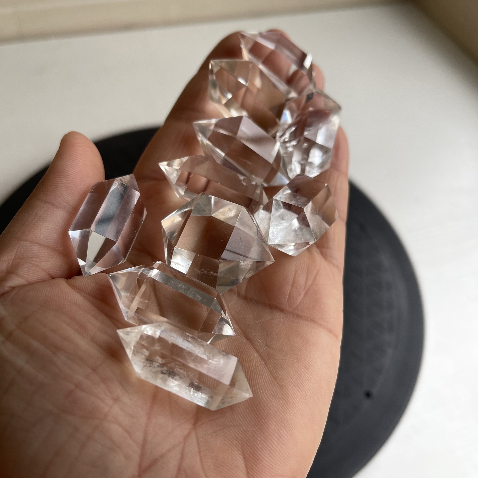 10pcs Natural clear quartz obelisk crystal double wand point healing 30-45mm