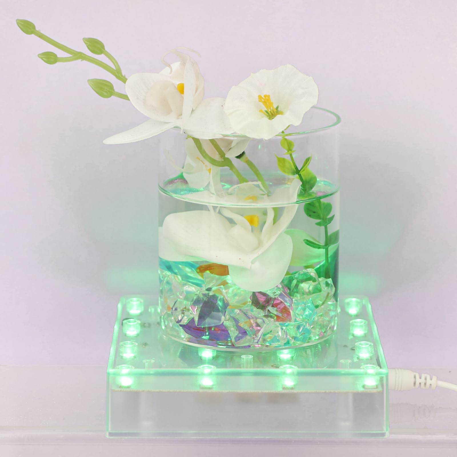 Square LED Light Base with Remote -5 Inch Multicolor Display Pedestal Light B…