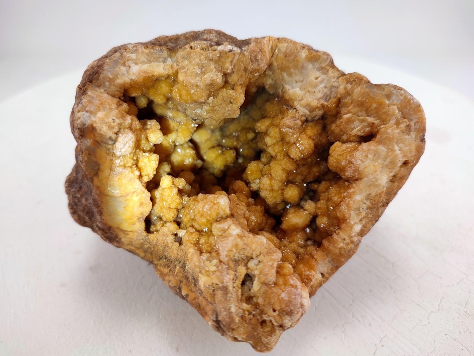 4.25″ Kentucky Geode Golden Yellow Orange Botryoidal Druzy Crystal Interior