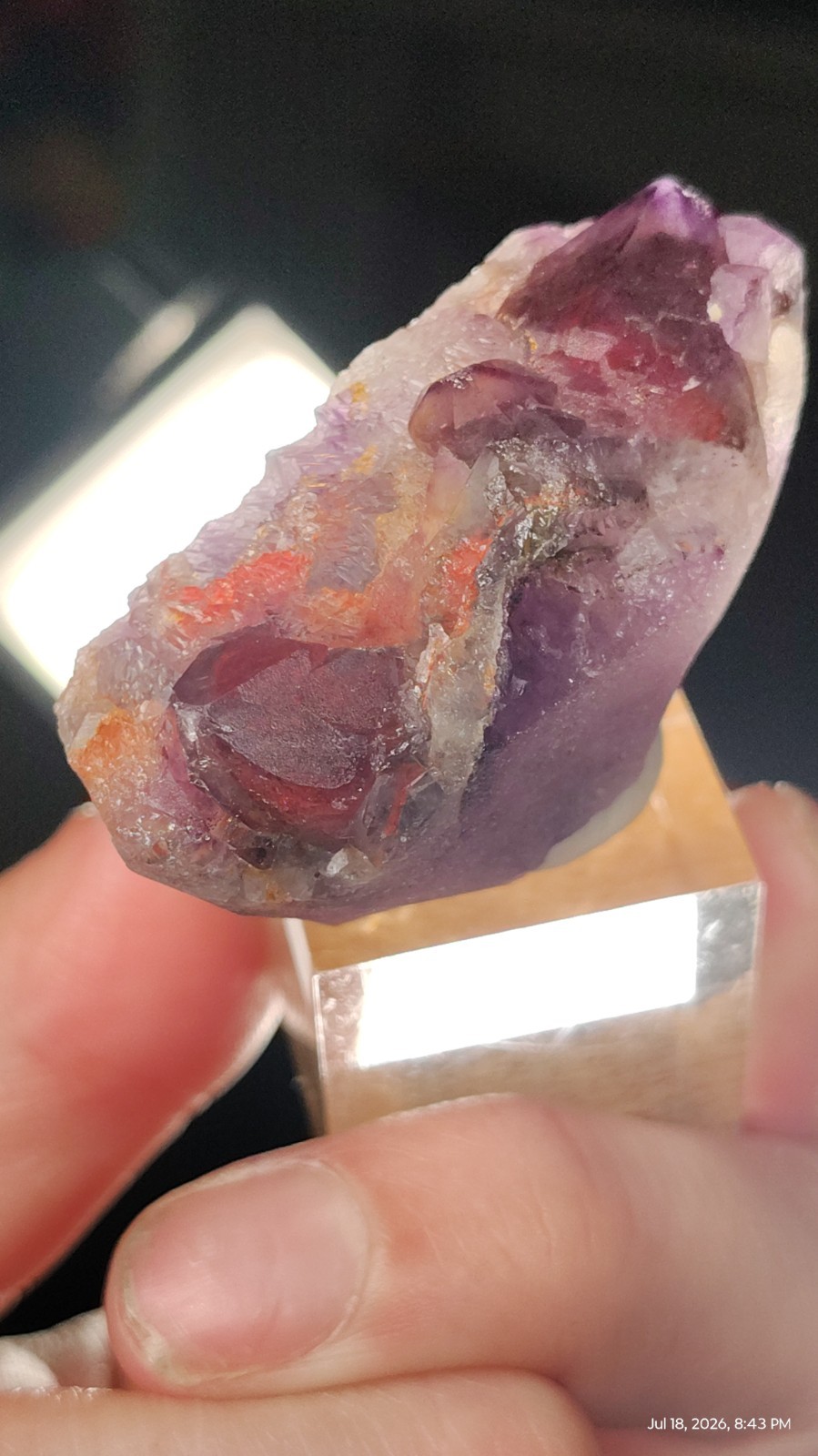Purple Quartz Crystal Cluster Specimen on Acrylic Display Base / Stand