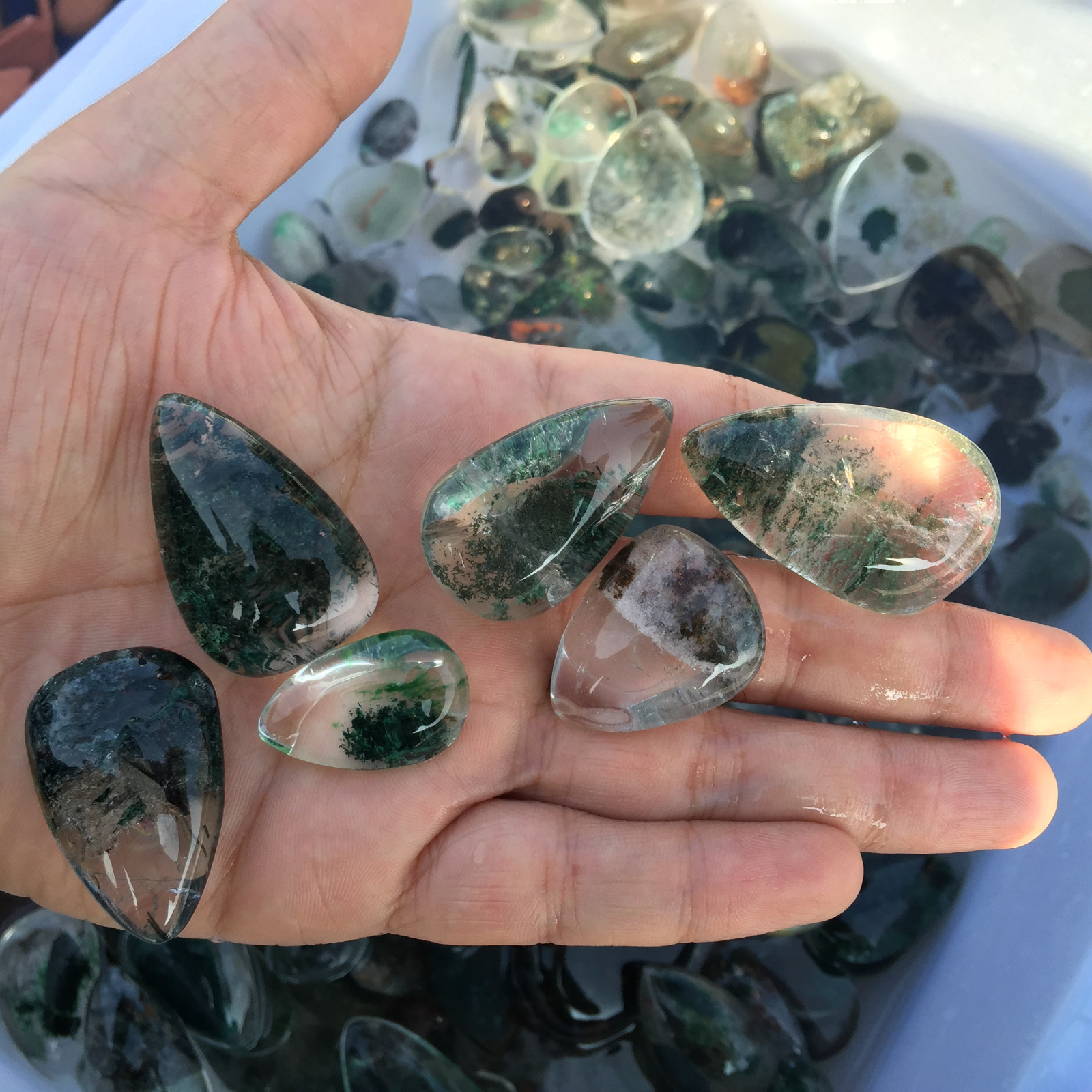 A LOT Natural ghost phantom quartz pendant crystal healing 10pcs random