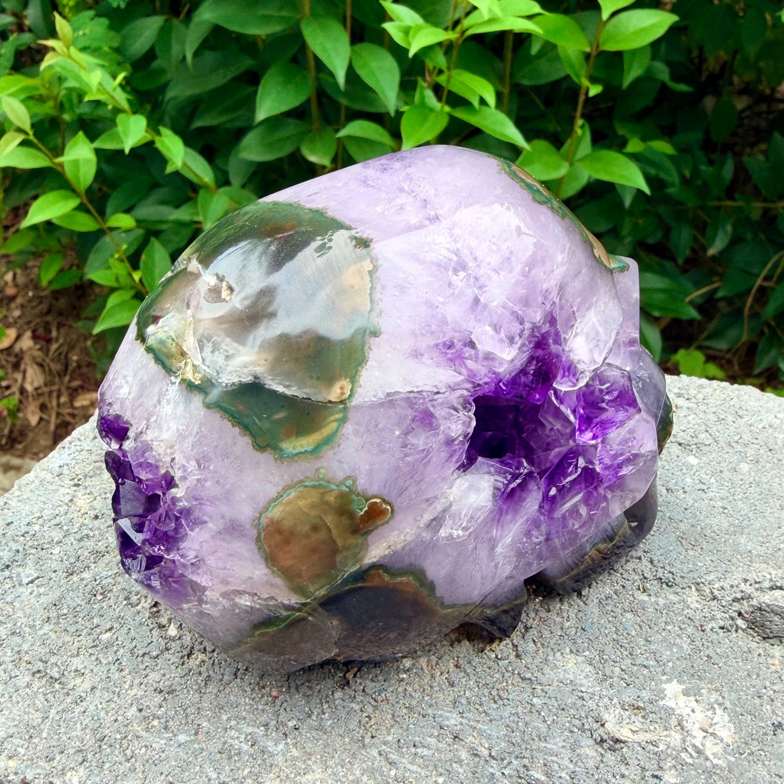 2.18lb Amethyst agate crystal cave skull, Rare hand carved skull specimen