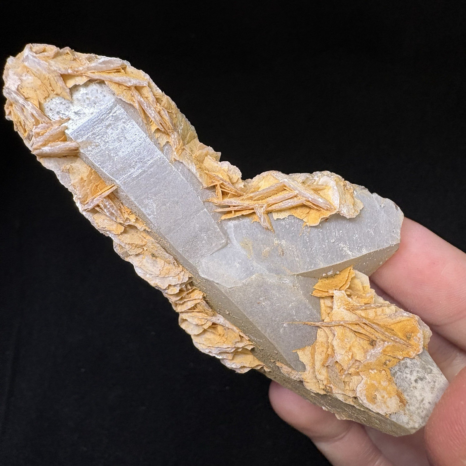Natural High-Temp Crystal Quartz w/ Calcite Reiki Energy Raw Mineral Fluorescent