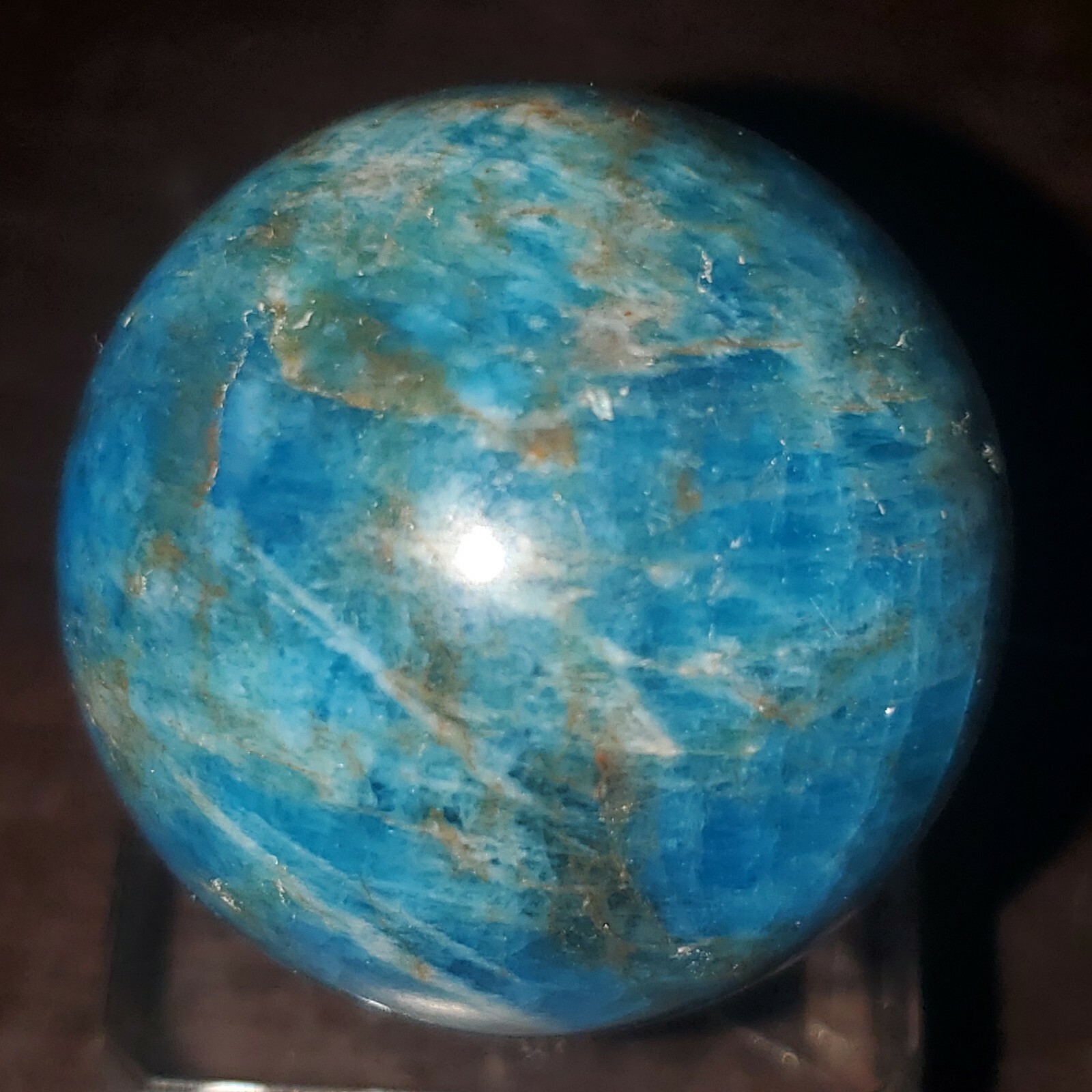 Blue Apatite Sphere Orb Ball Marble 32mm, 55g