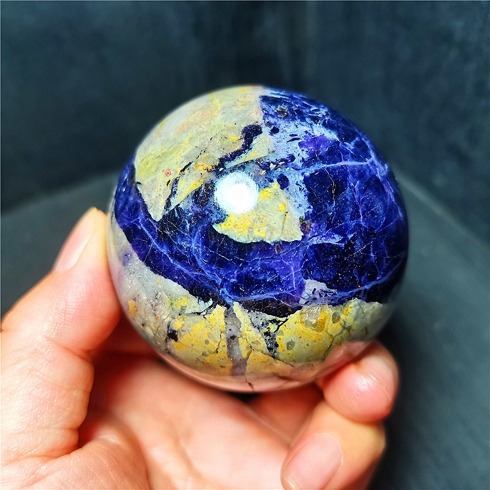 TOP 380.6g Natural Purple Lilac Snowflake Fluorite Quartz Crystal Sphere WD2259