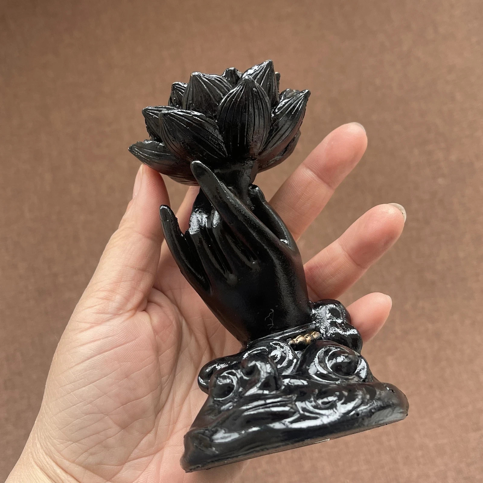 Lotus hand Holder Stand Base Crystal Ball Hand Made Display 1pcs