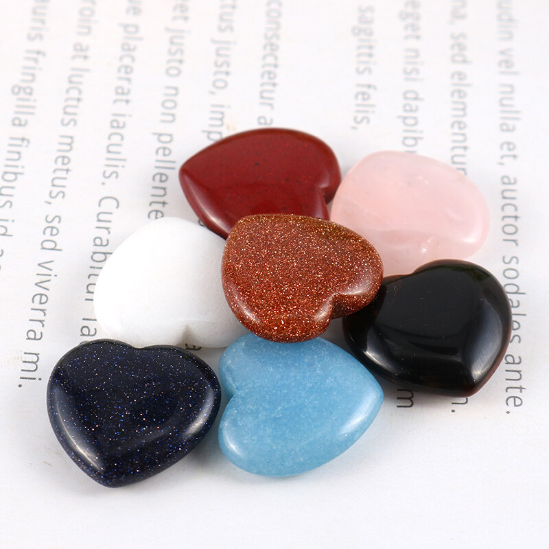 Charms Natural Quartz Healing Gem Stone Small Crystal Stone Heart 20x6mm 30pcs