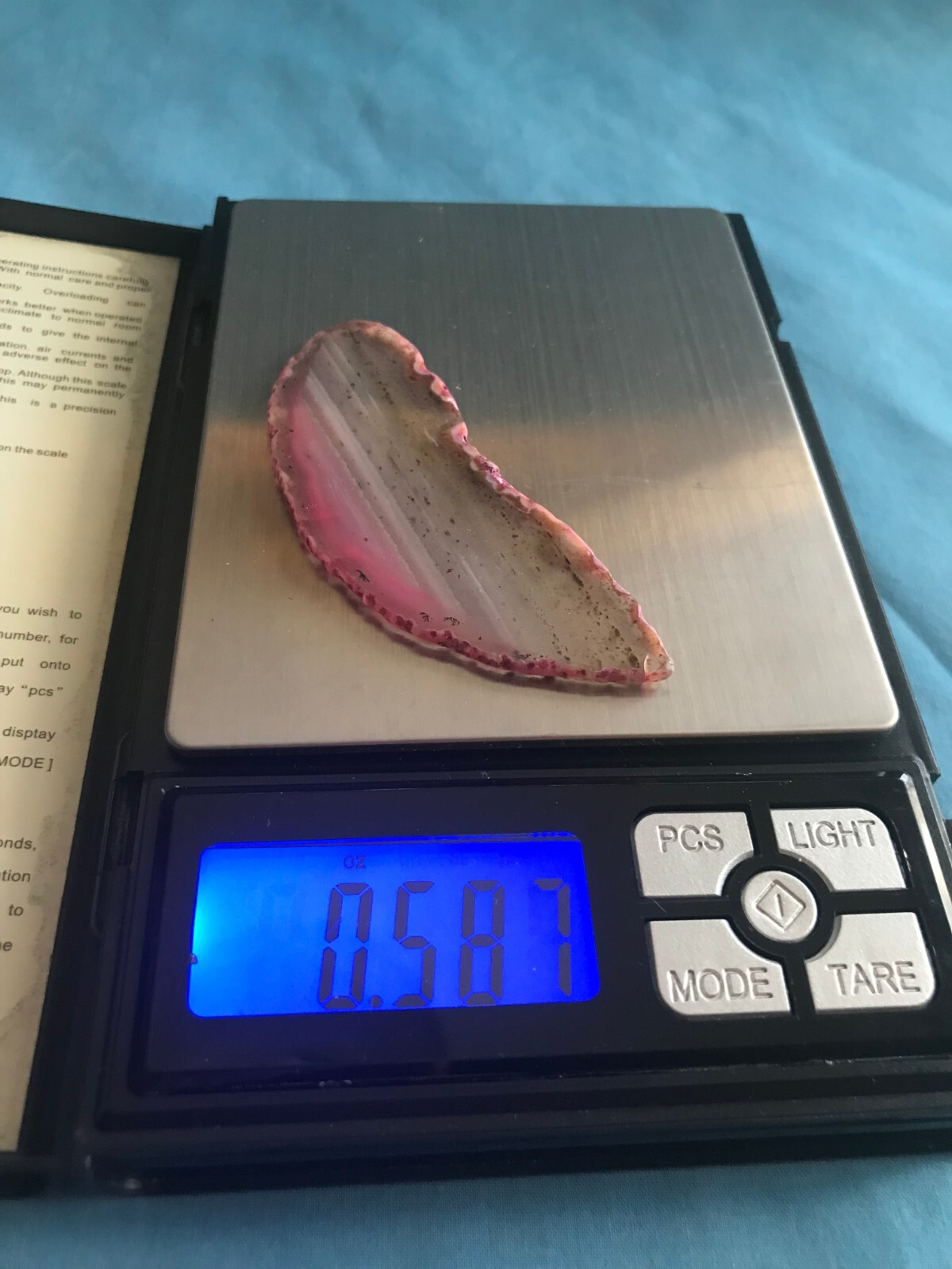 New 3” by 1-1/8” Pink Dyed Cut & Polished .58 Ounce Agate Rock Slab Craft Stone